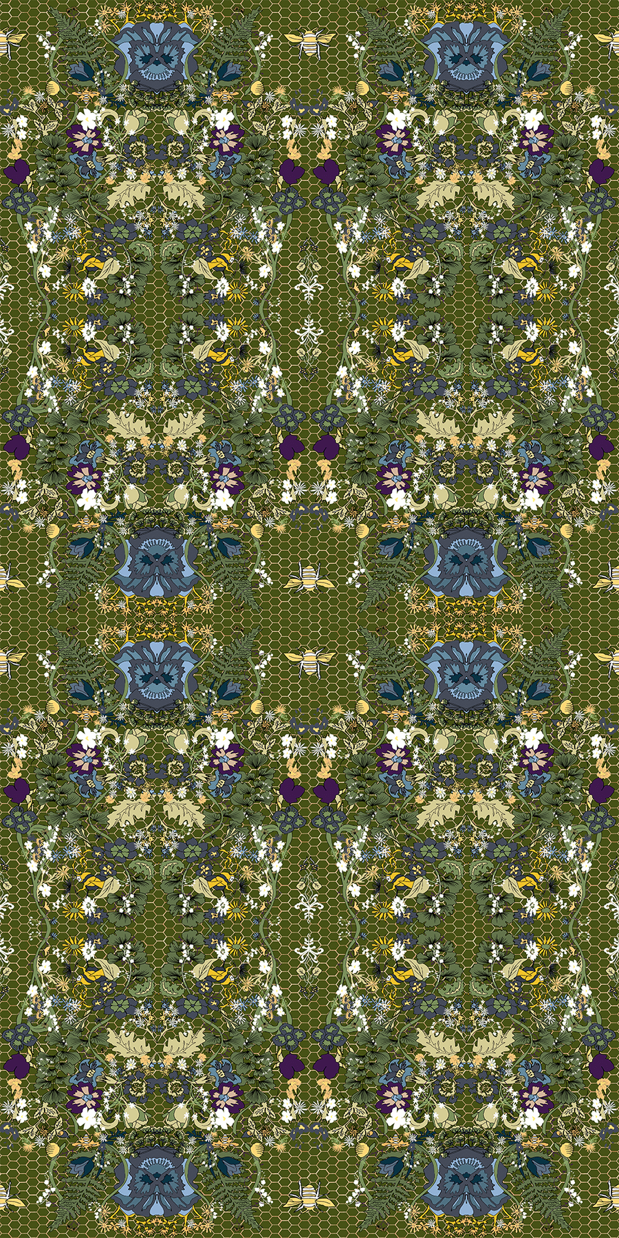 900x1800 Secret Garden Wallpaper in olive