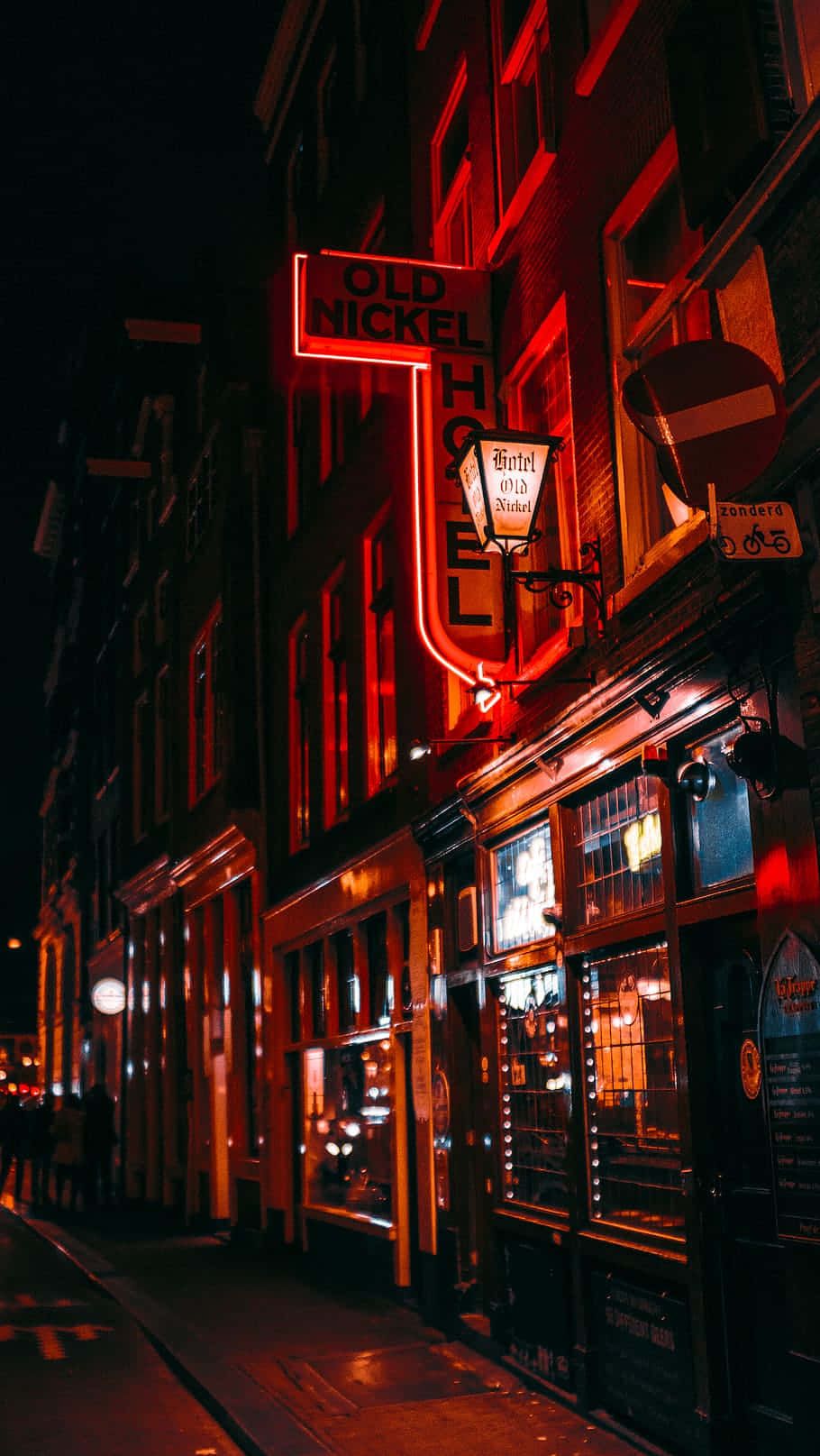 910x1615 Download Vibrant Red Light District at Night Wallpaper