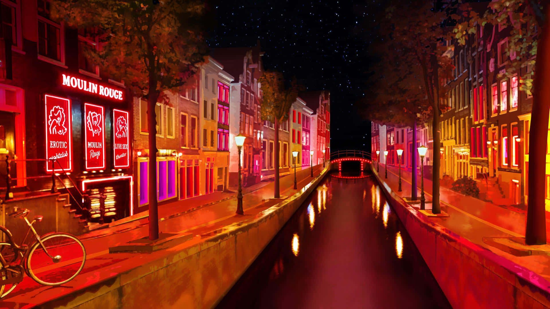 1920x1080 Download A vibrant night scene in the Red Light District Wallpaper