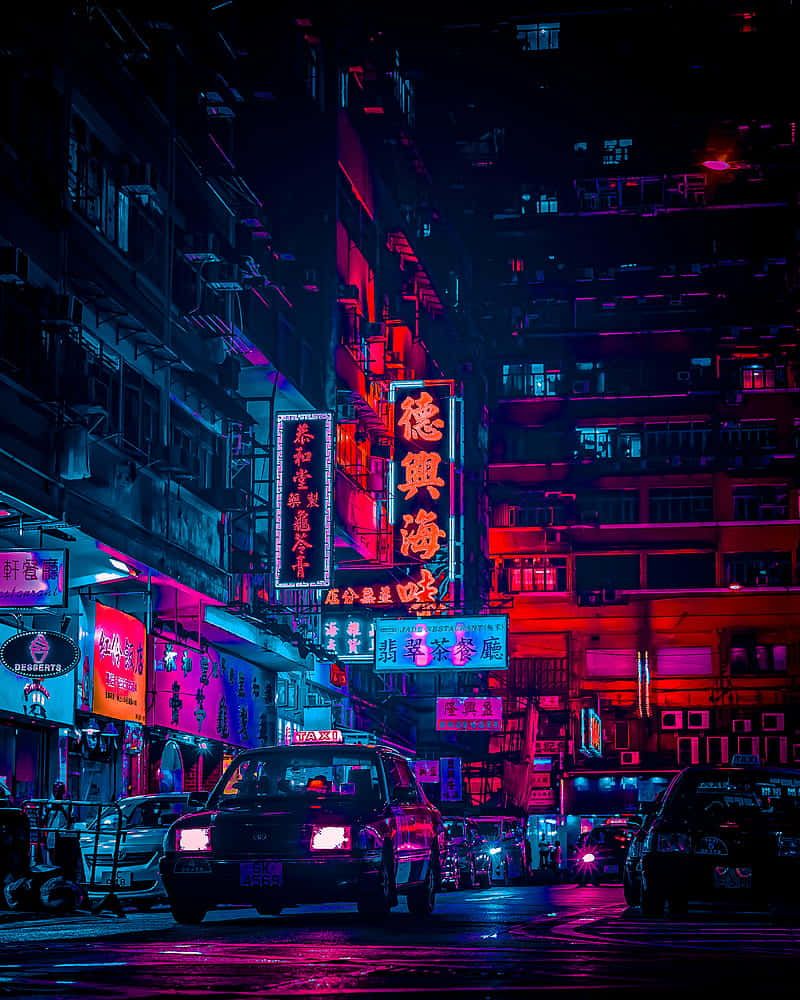 800x1000 Download A Vibrant Night View of the Red Light District Wallpaper