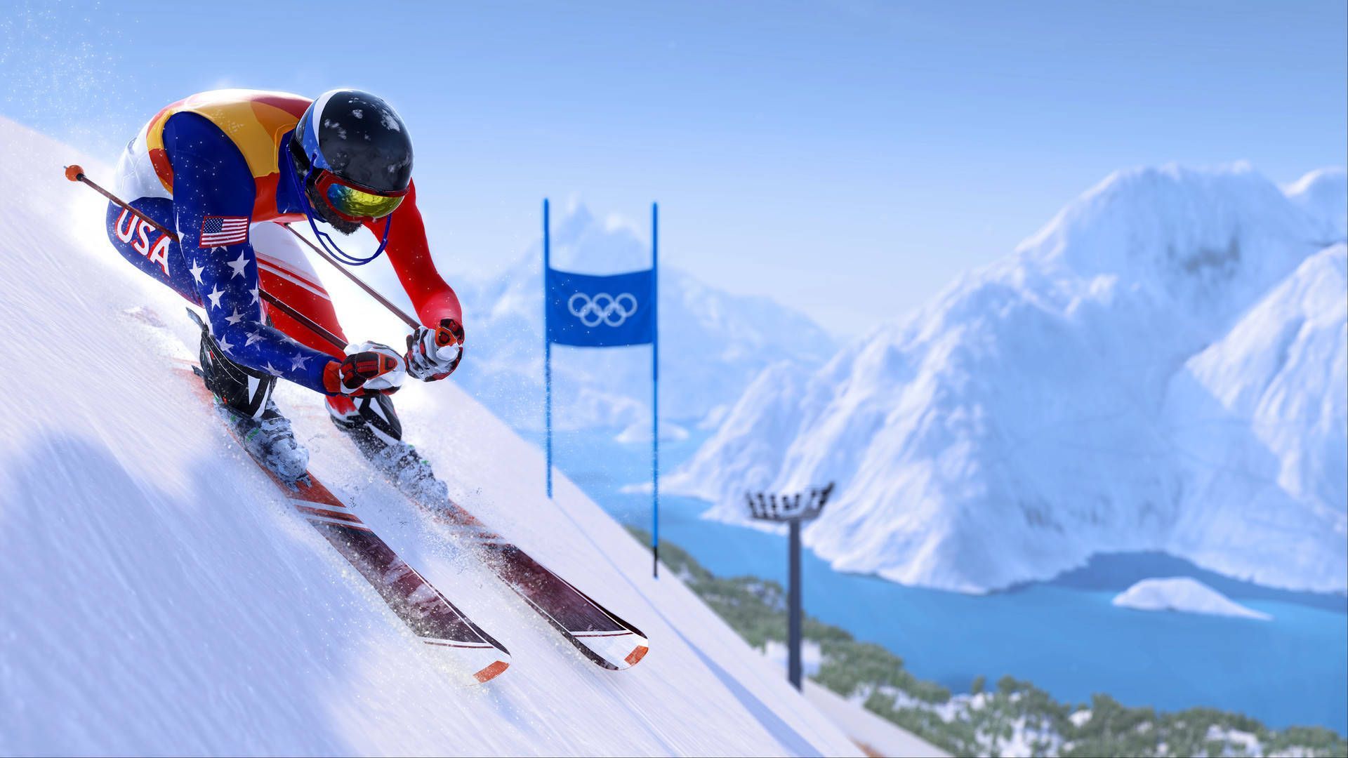 1920x1080 Download USA Ski Racer At Winter Olympics Wallpaper