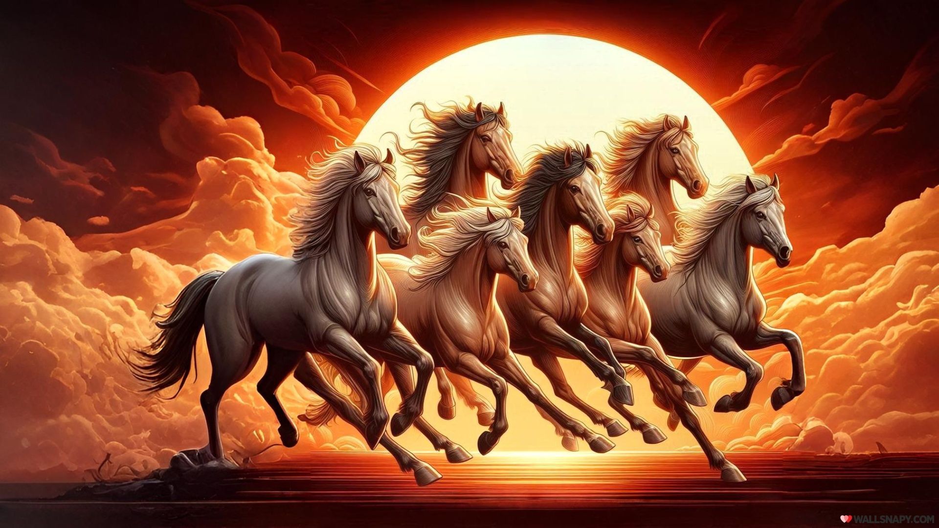 1920x1080 Lucky seven horses sunset background 1800p free wallpaper