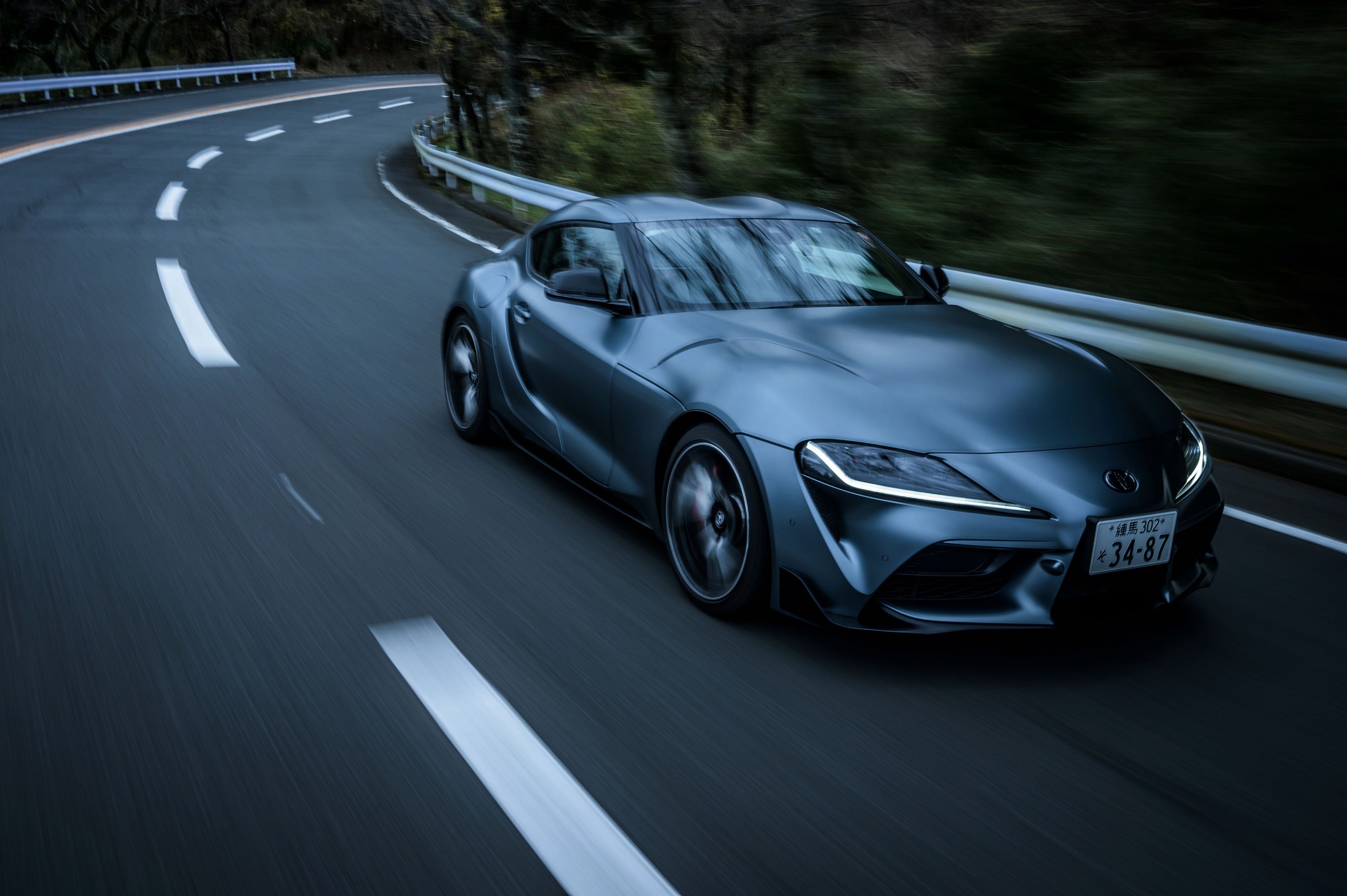 3840x2555 Wallpaper road, asphalt, night, coupe, speed, blur, the fence, Toyota for mobile and desktop, section toyota, resolution 3840x2555