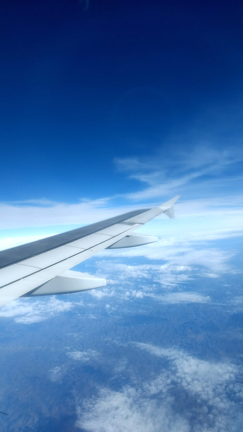 800x1422 Wing in the Sky, blue, clouds, weather, earth, plane, air, airplane, HD phone wallpaper