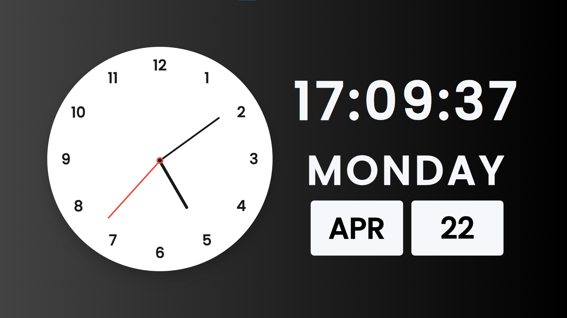 1920x1080 Analog Clock with Date Using HTML, CSS and JavaScript with Source Code