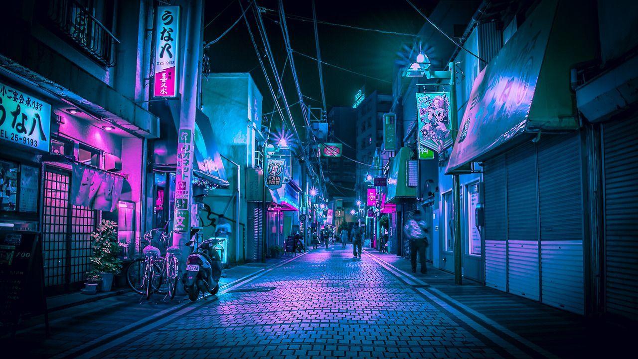 1280x720 cyberpunk.  Cyberpunk thẩm mỹ, hình nền Neon, đường phố Nhật Bản