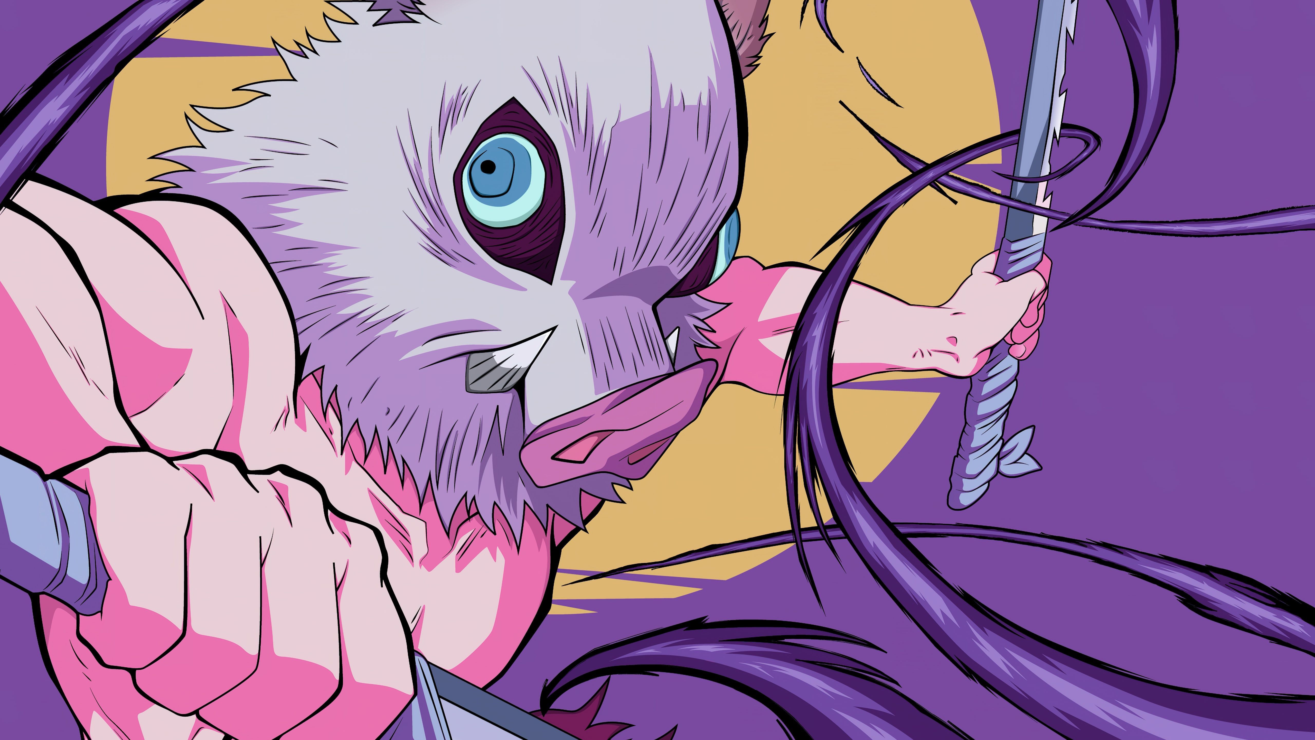 5120x2880 Inosuke Hashibira Wallpaper 4K, Demon Slayer: Kimetsu no Yaiba