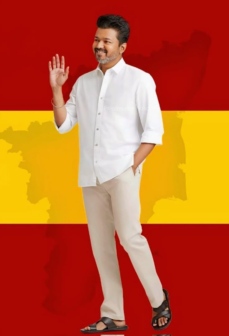 736x1082 Thalapathy vijay with tvk flag photo