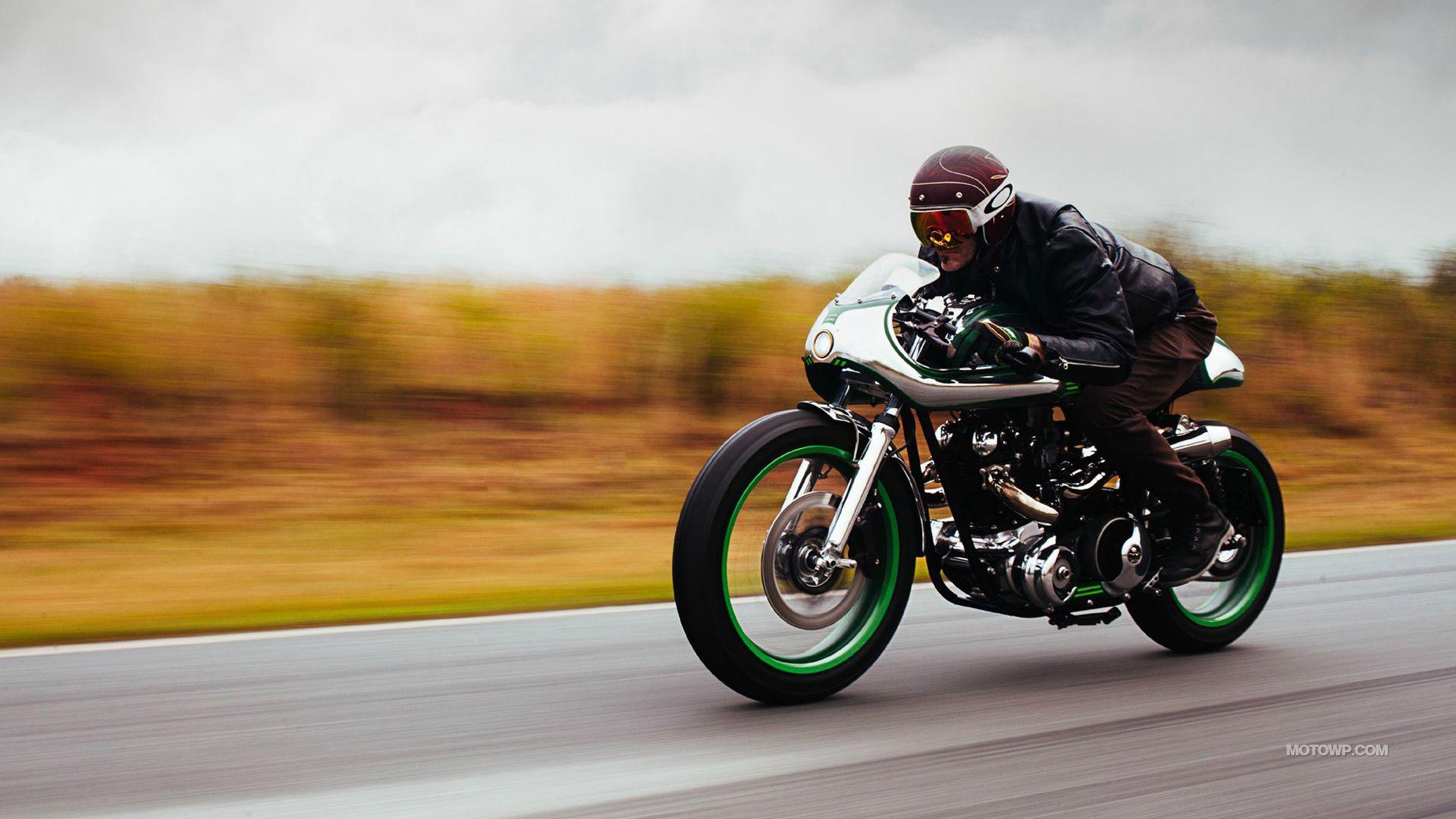 1920x1080 Custom motorcycle desktop wallpaper Fuller Moto Misty Green 2015 Norton Commando 750 1968