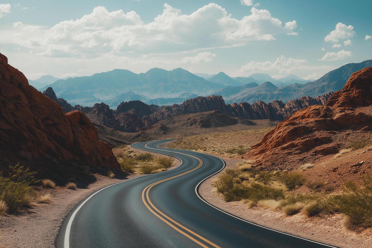 1470x980 A winding highway through vast desert landscape HD Background, Luxury HD wallpaper Image, Trendy Background illustration