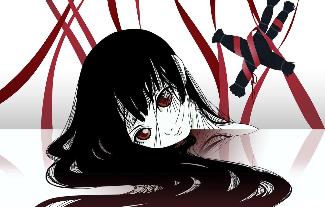 1332x850 Wallpaper void, loneliness, red eyes, black hair, madness, red