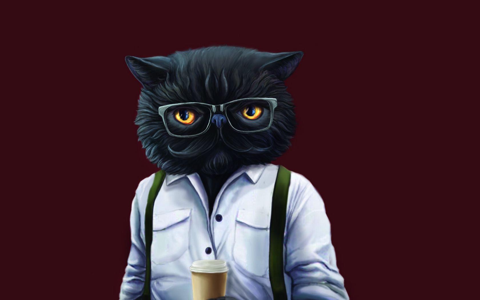 1680x1050 Download wallpaper 1680x1050 cat, hipster, art, style, funny widescreen 16:10 HD background