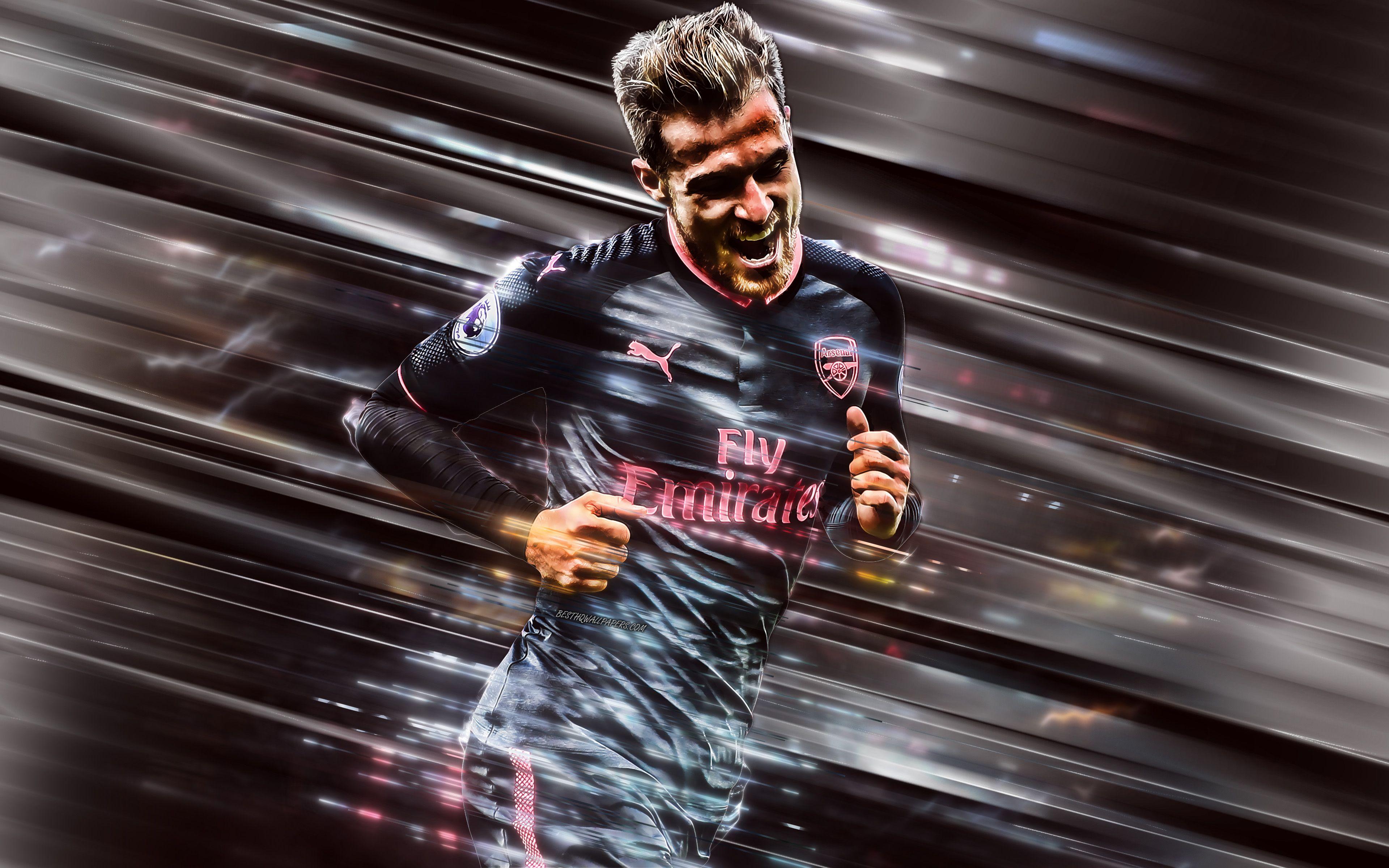 3840x2400 Download wallpaper Aaron Ramsey, Welsh footballer, Arsenal FC