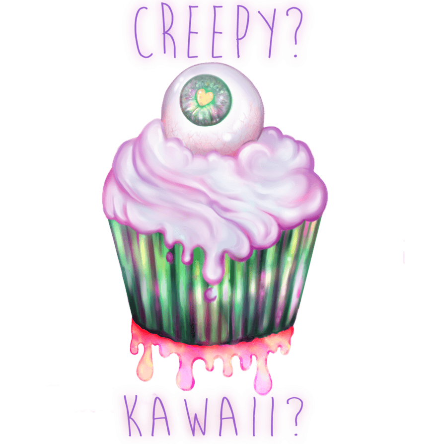 894x894 Kawaii creepy eye cupcake !