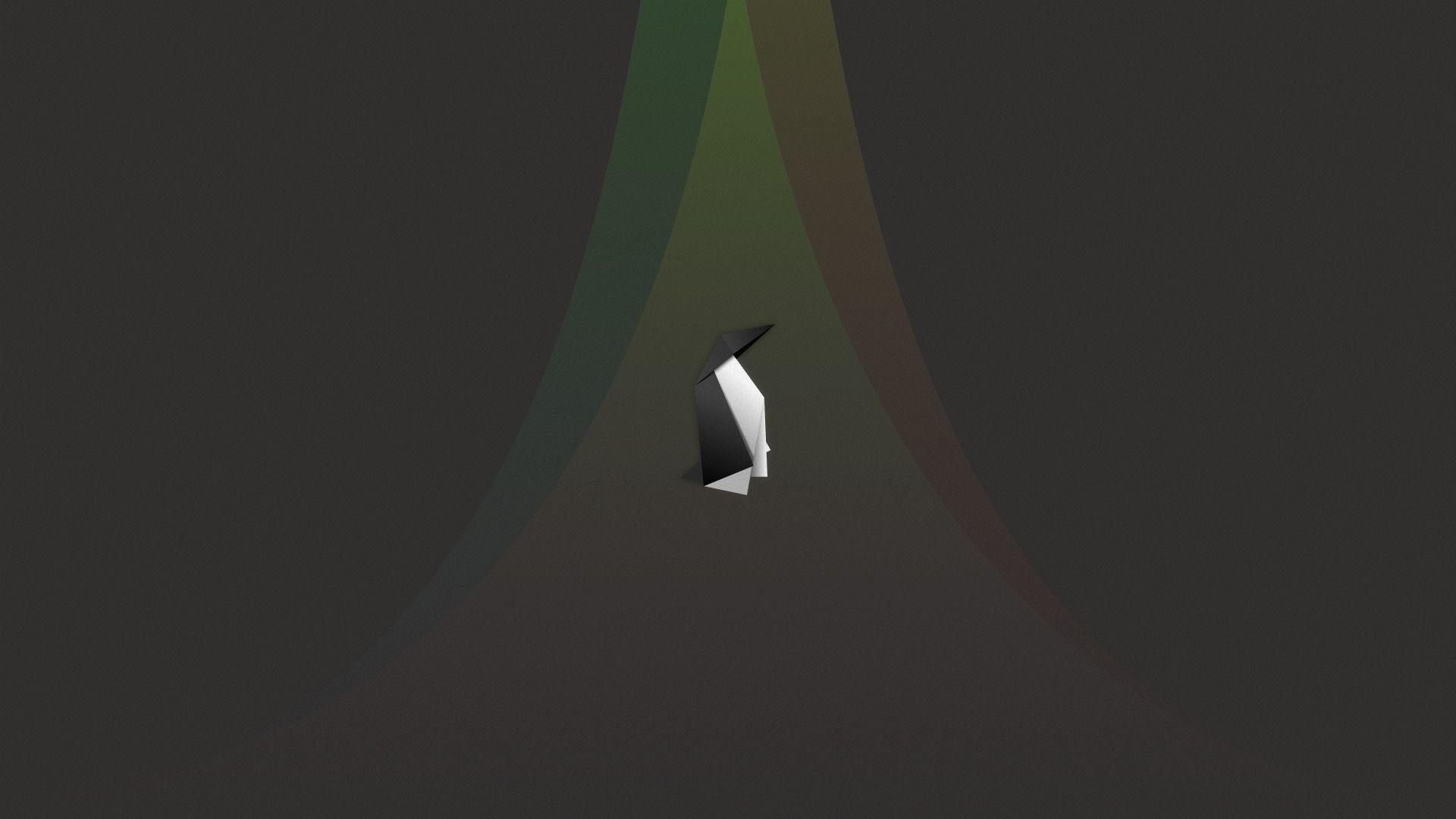 1920x1080 Origami Tux Dark Wallpaper 4K