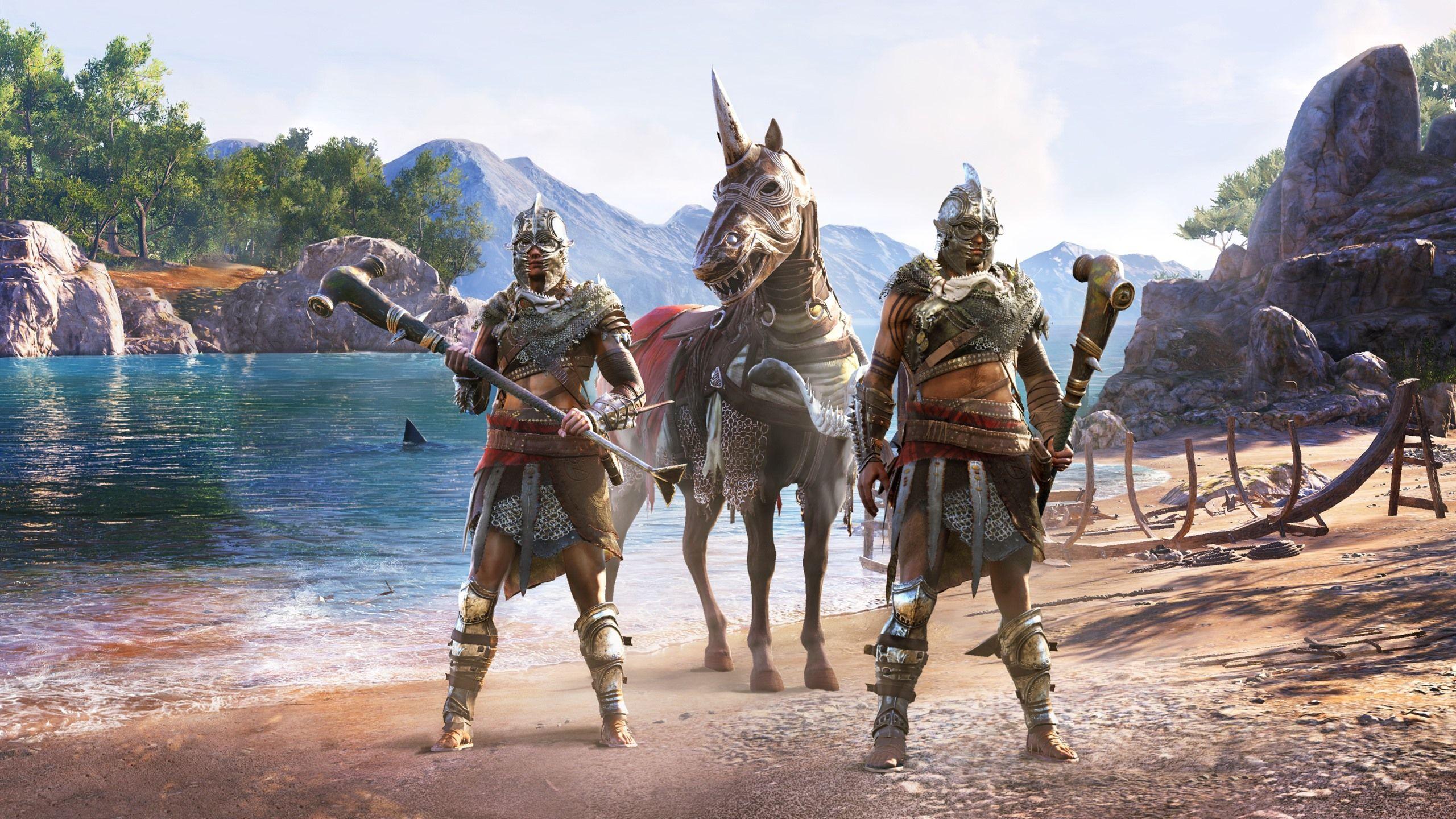 2560x1440 Wallpaper Assassin's Creed: Odyssey, horse, lake 2560x1600 HD