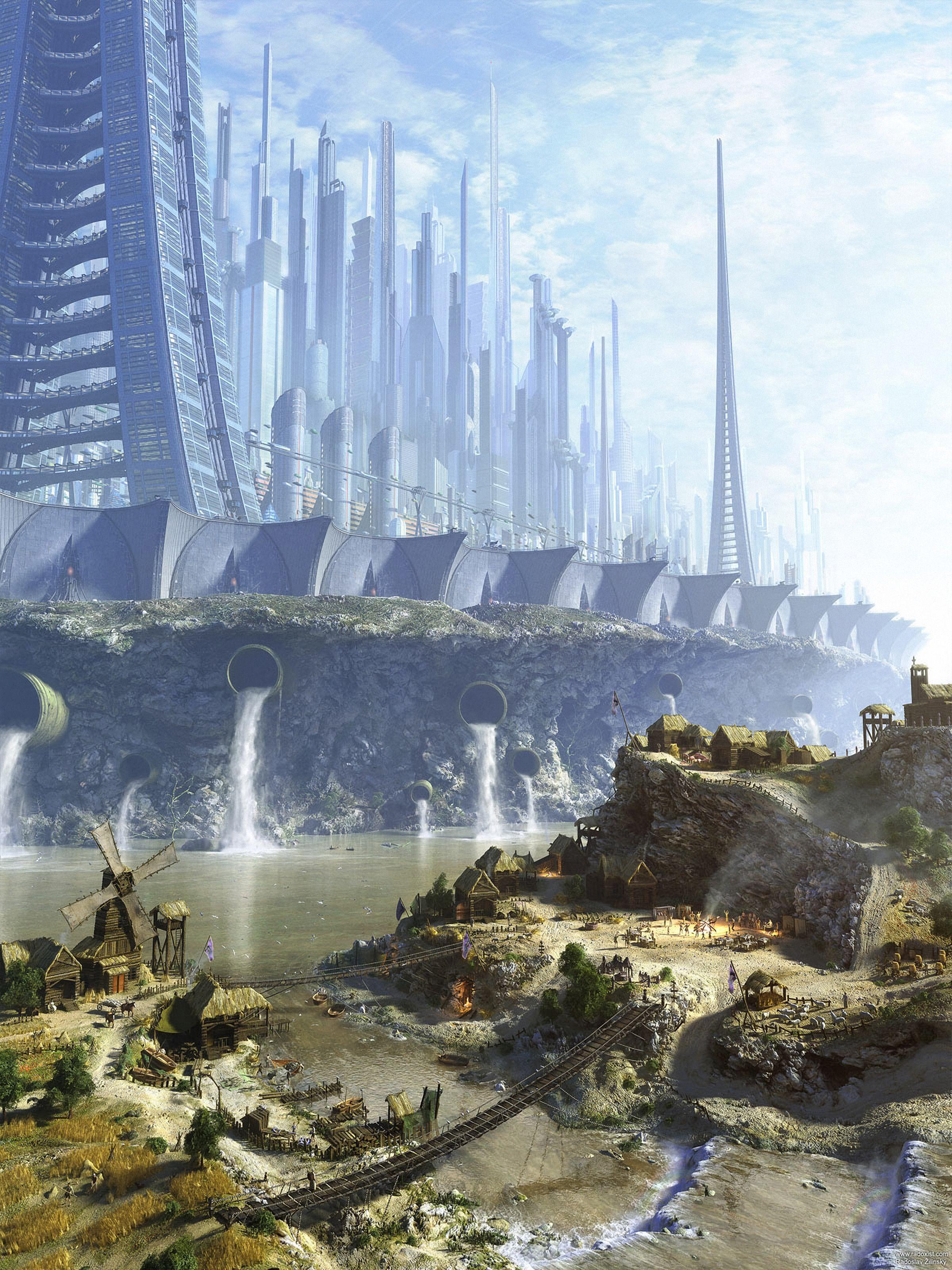 2400x3200 cityscapes, futuristic, old, buildings, concept art, realistic