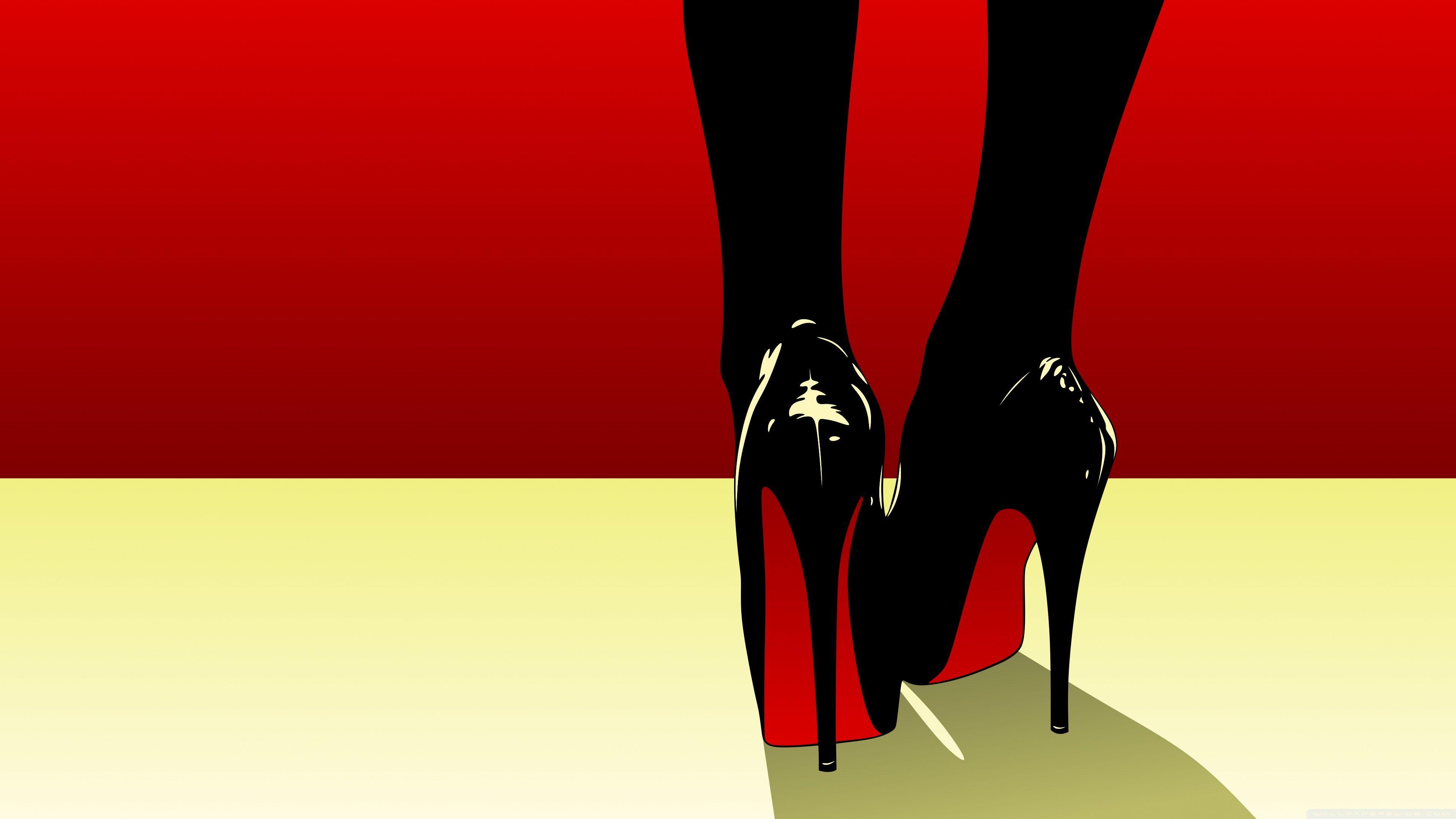 3840x2160 Pop Art High Heels Shoes Red Bottom Ultra HD Desktop Background