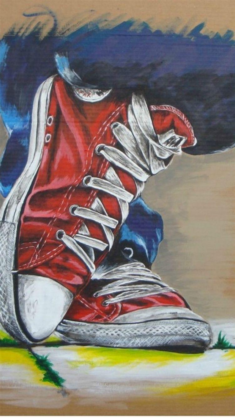 750x1334 Converse Leisure Shoes Painting Art iPhone 8 Wallpaper Free Download