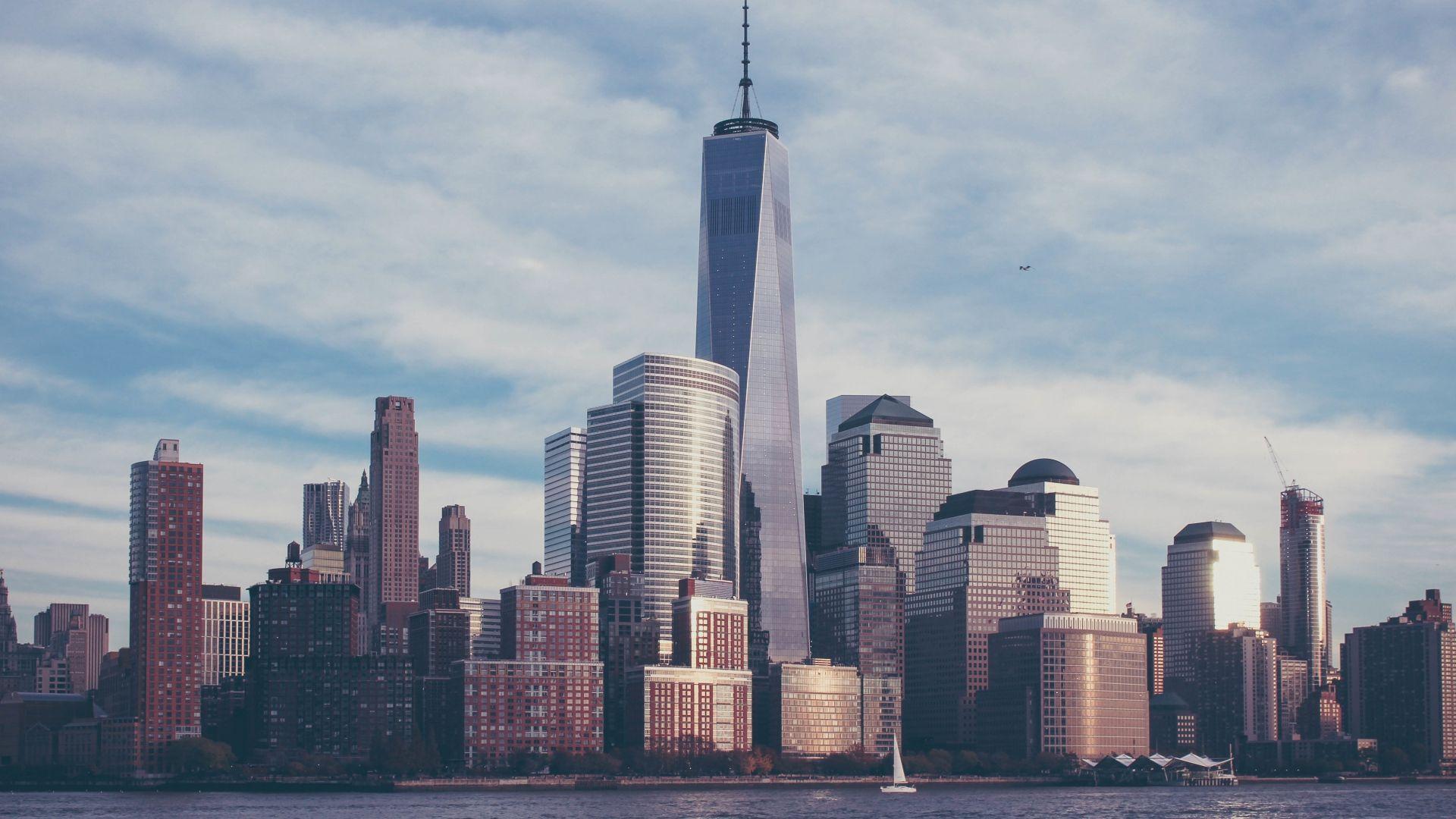 1920x1080 Full HD Wallpaper new york business center side view, Desktop