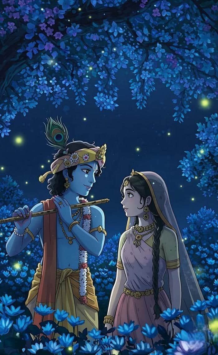 700x1138 Radha Krishna cartoon DP romantic, spiritual & adorable