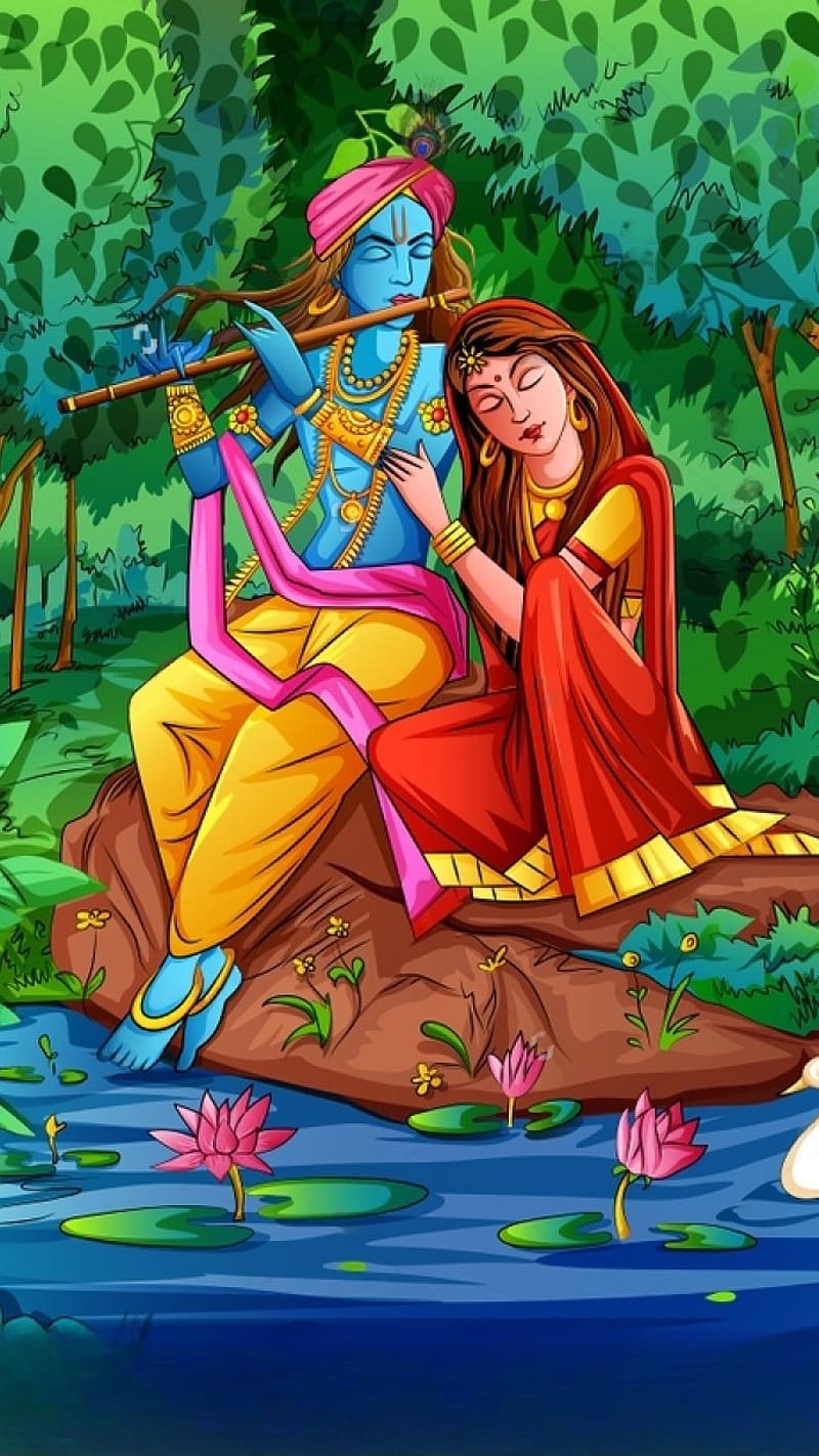 800x1422 Radhe Krishna, Animated, lord, god, HD phone wallpaper