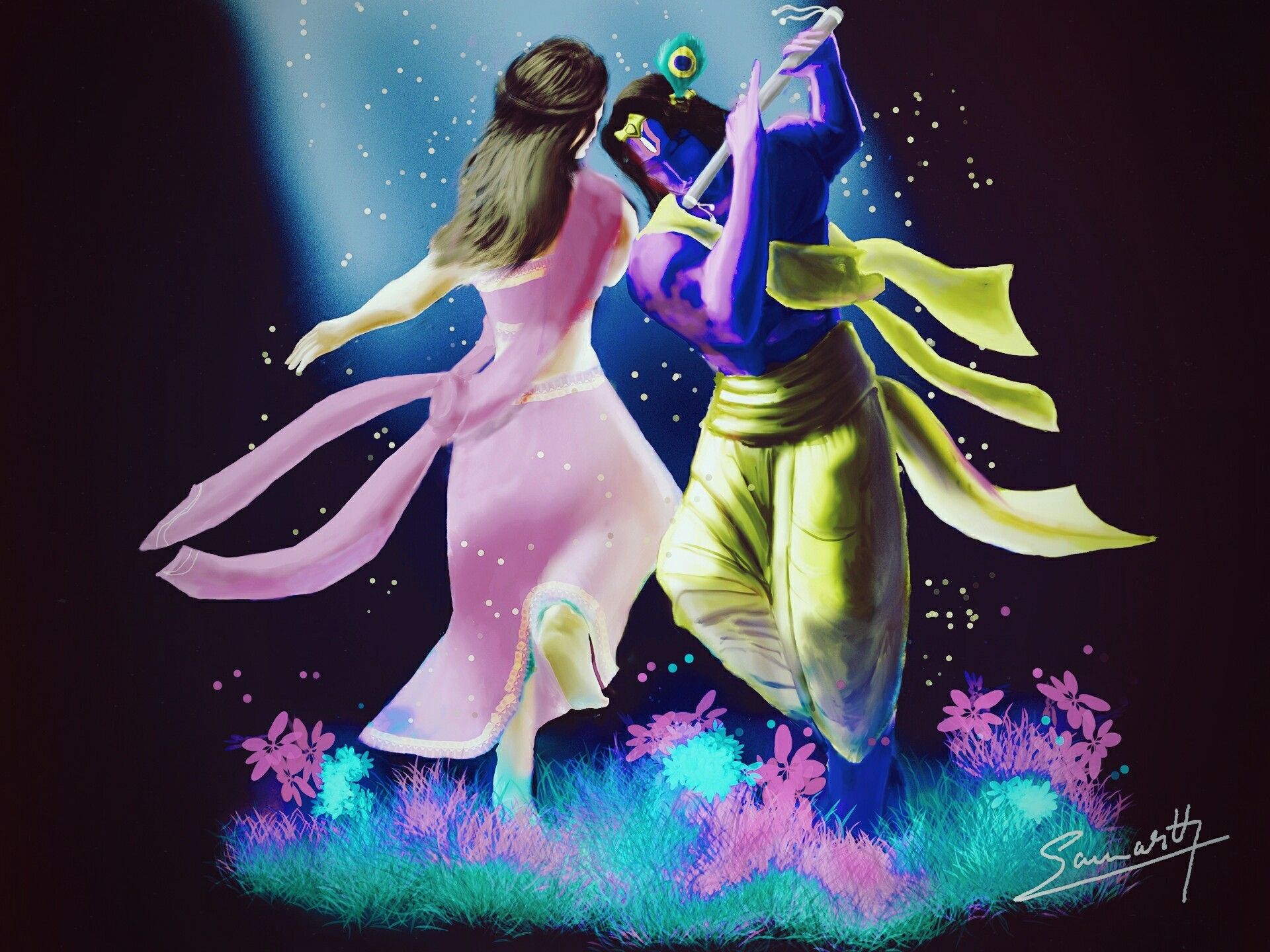 1920x1440 Radha Krishna raas