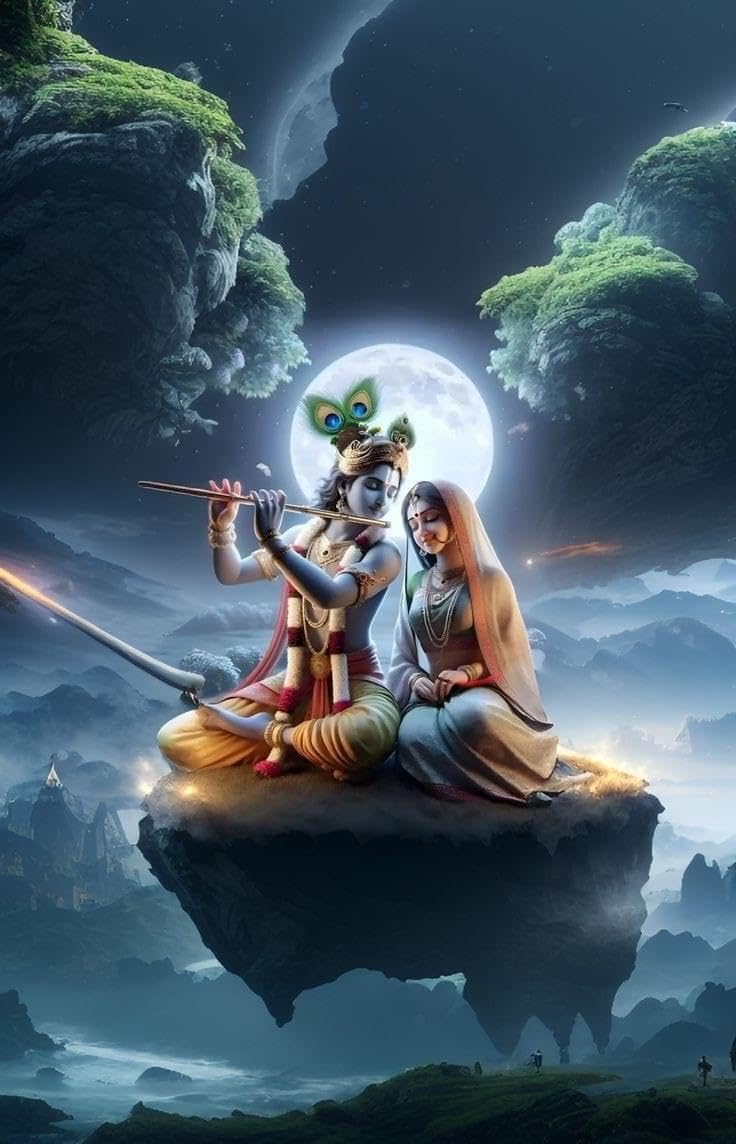 736x1144 Samriddhi Radha Krishna -Wallpaper Fully Waterproof Vinyl Poster for home Decoration : Amazon.in: Home & Kitchen