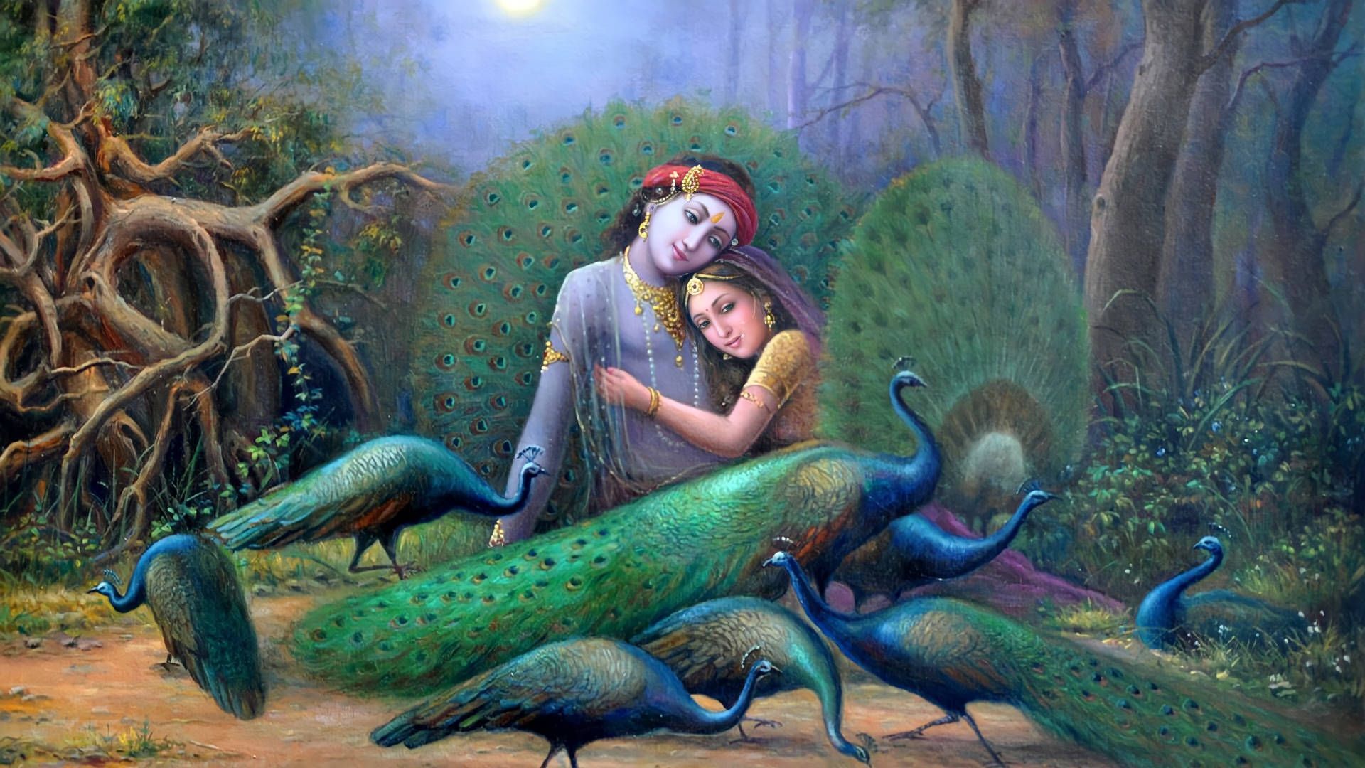 1920x1080 Radha Krishna 3D Wallpaper