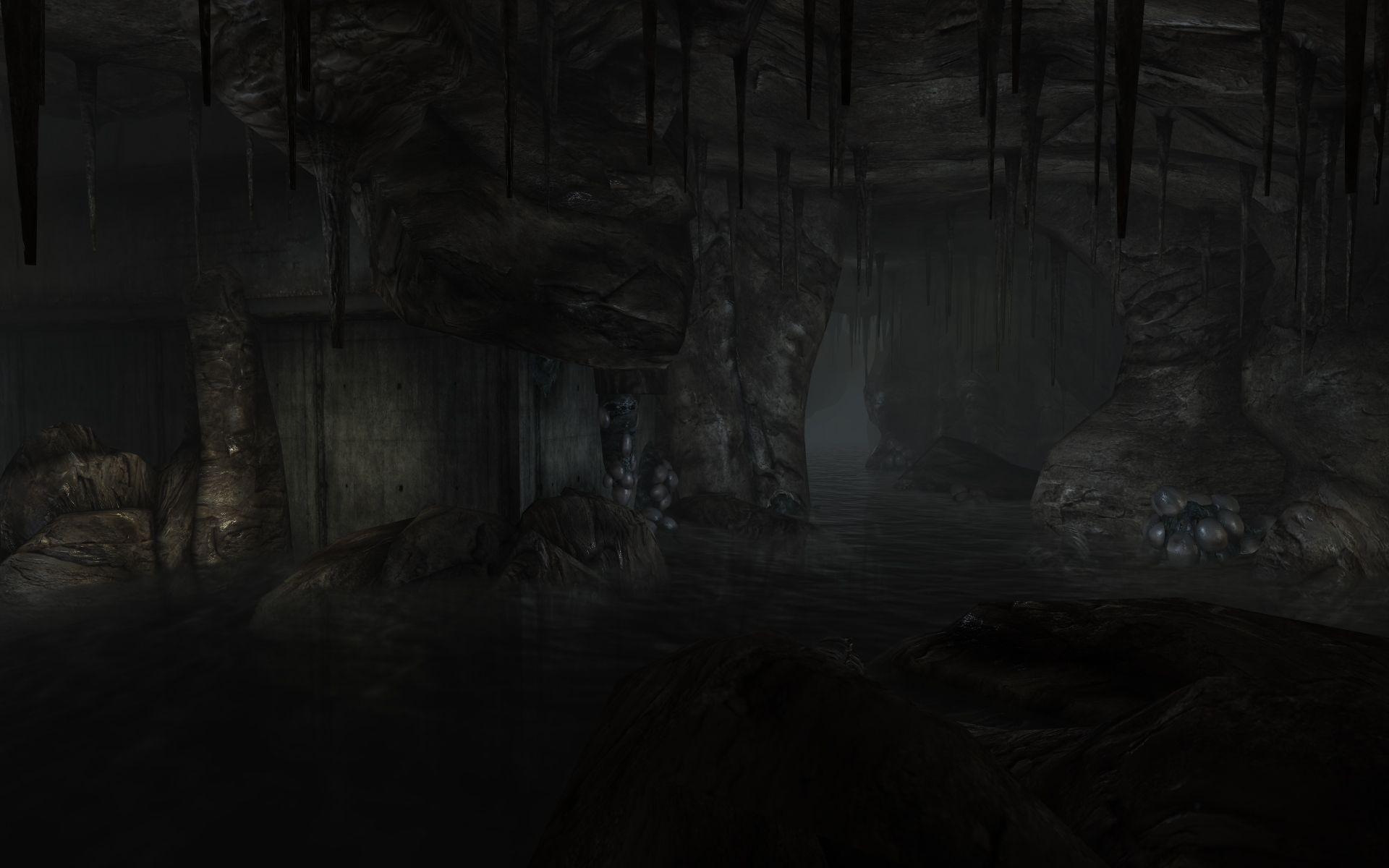 1920x1200 3D view, dark, underground, rivers, Fallout 3 wallpaper