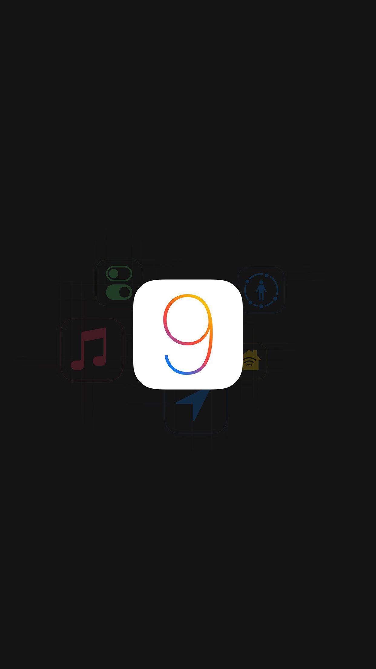 1242x2208 Apple Ios9 Logo Dark Simple Art
