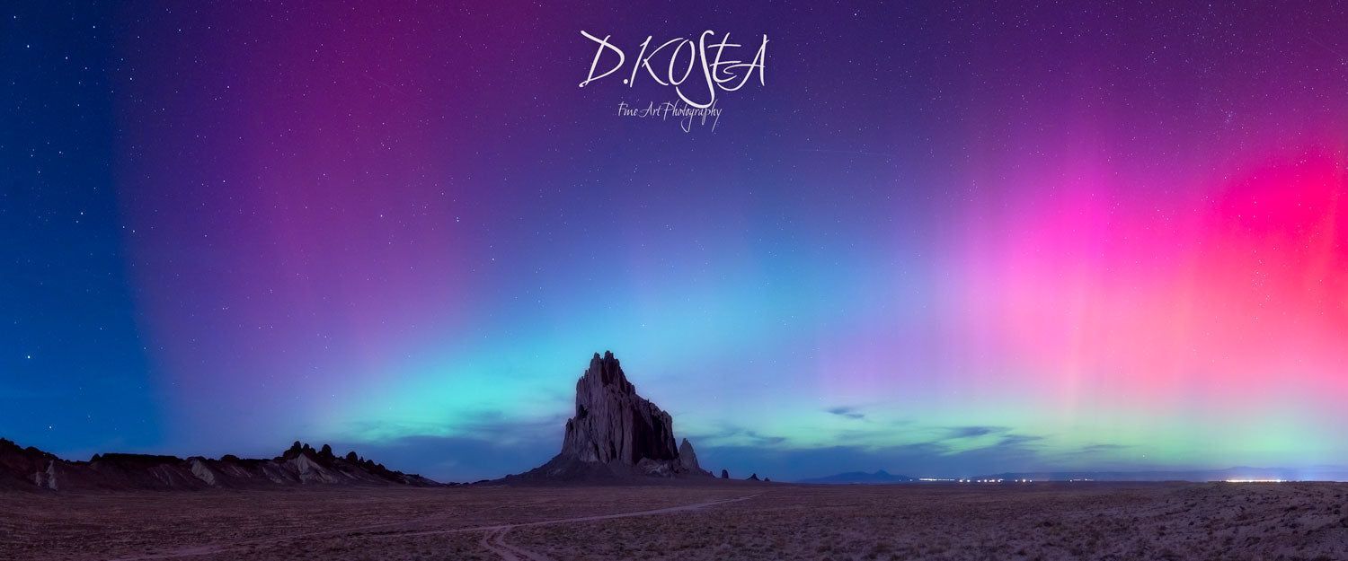 1500x625 Shiprock Northern Lights