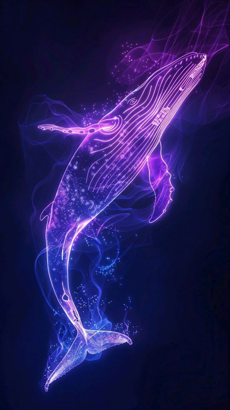 736x1308 Blue and Purple Whale Phone Wallpaper