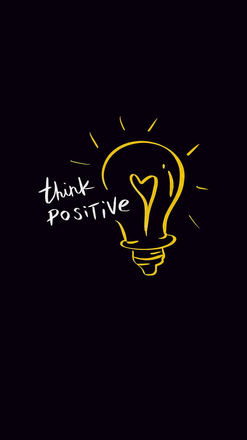 800x1422 Think positive wordart, black, positivity, quote, simple, words, HD phone wallpaper