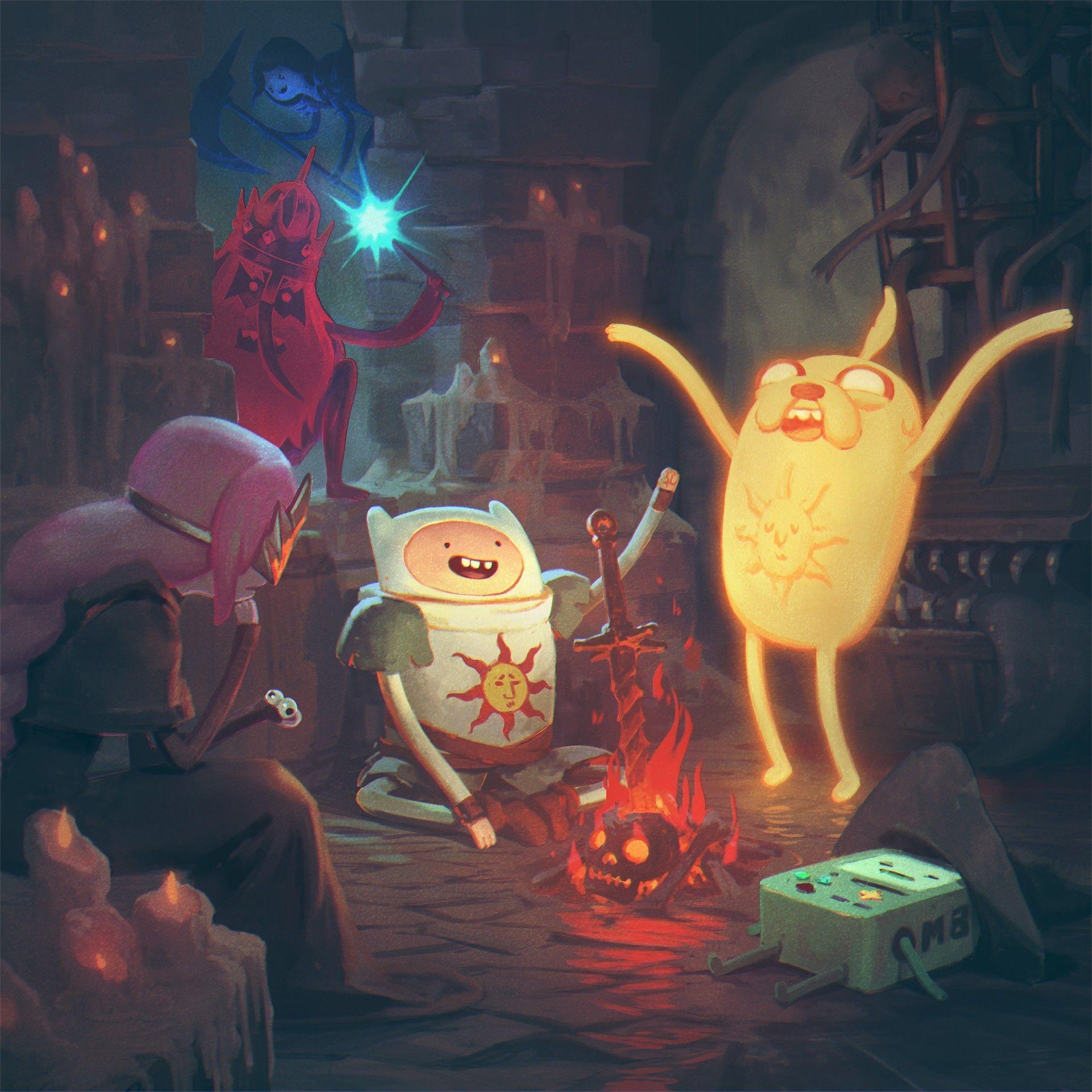 1920x1920 finn the human ice king bmo jake the dog princess bubblegum artwork