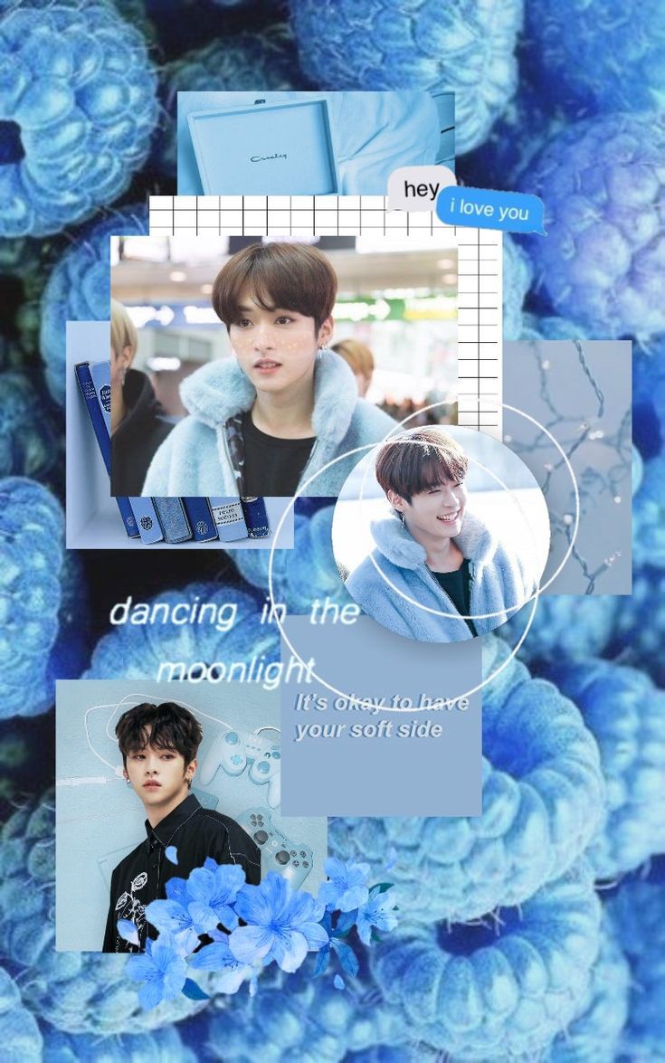 735x1175 stray kids minho blue aesthetic lockscreen wallpaper edit