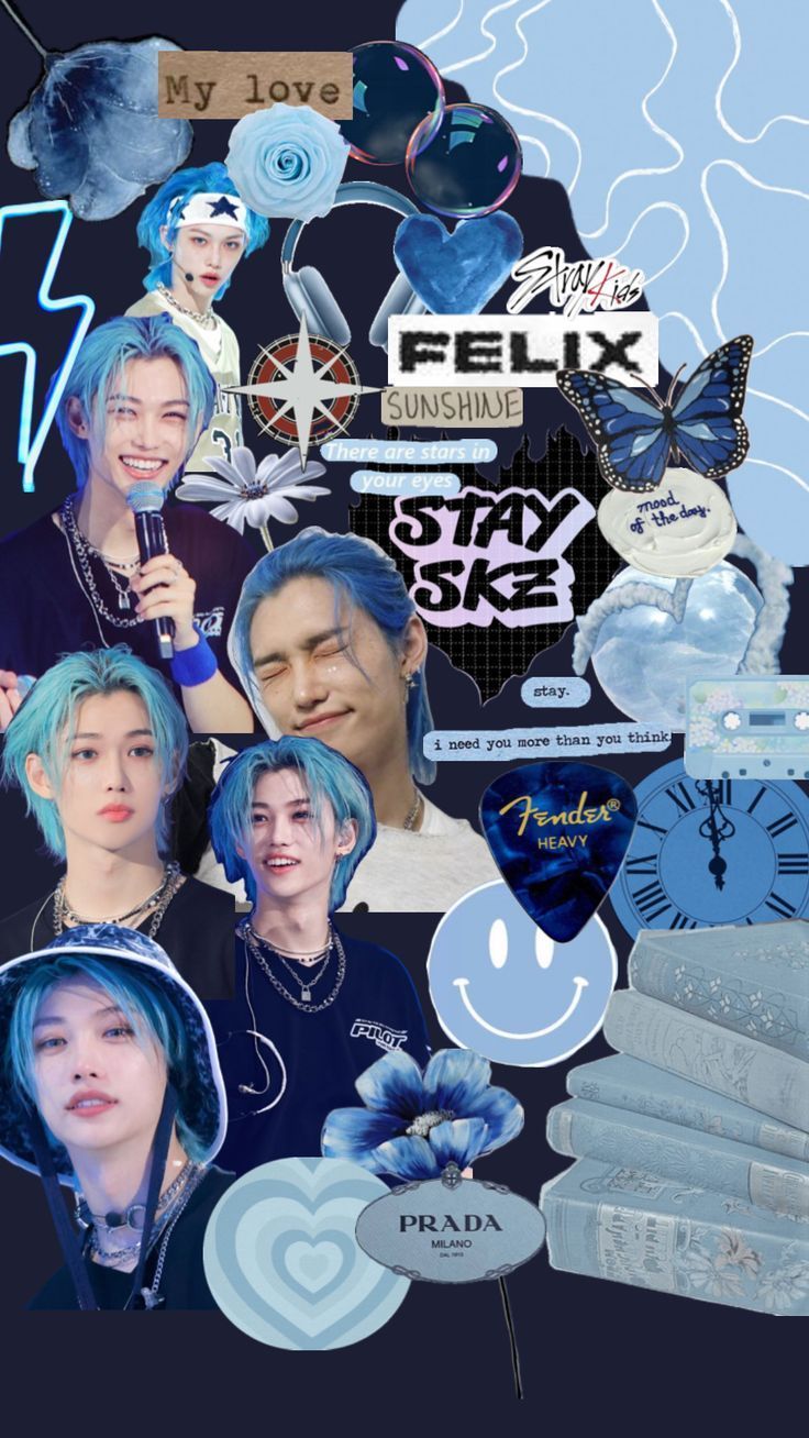 736x1308 Stray Kids Felix Blue Hair Wallpaper