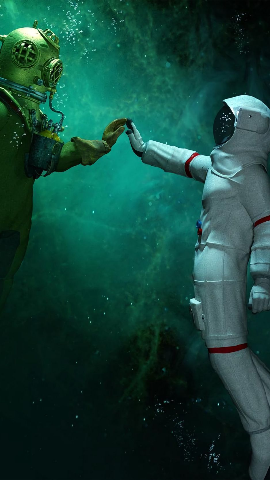 938x1668 Download Wallpaper 938x1668 Astronaut, Scuba Diver, Underwater Iphone 8 7 6s 6 For Parallax HD Background