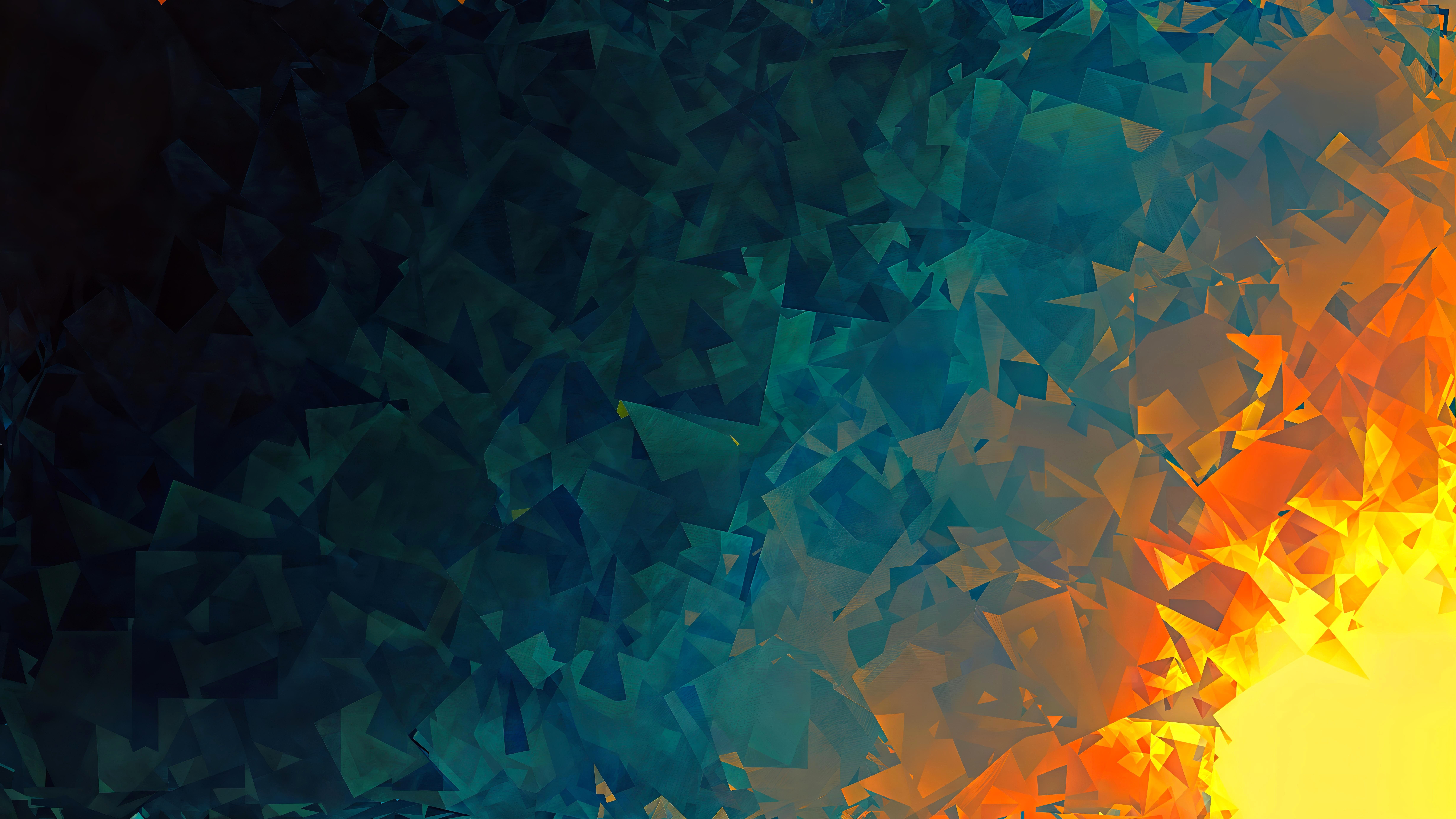 9830x5529 Explosion of abstract polygonal figures Wallpaper for Desktop