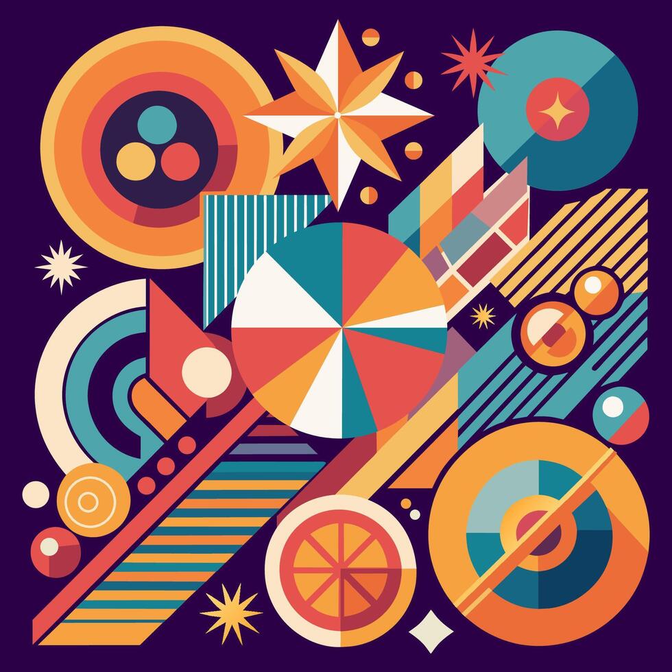 980x980 Abstract art geometric pattern background in vintage style. Retro geometric background for print, poster, banner, design decoration, wallpaper. Abstract design with geometry shapes illustration