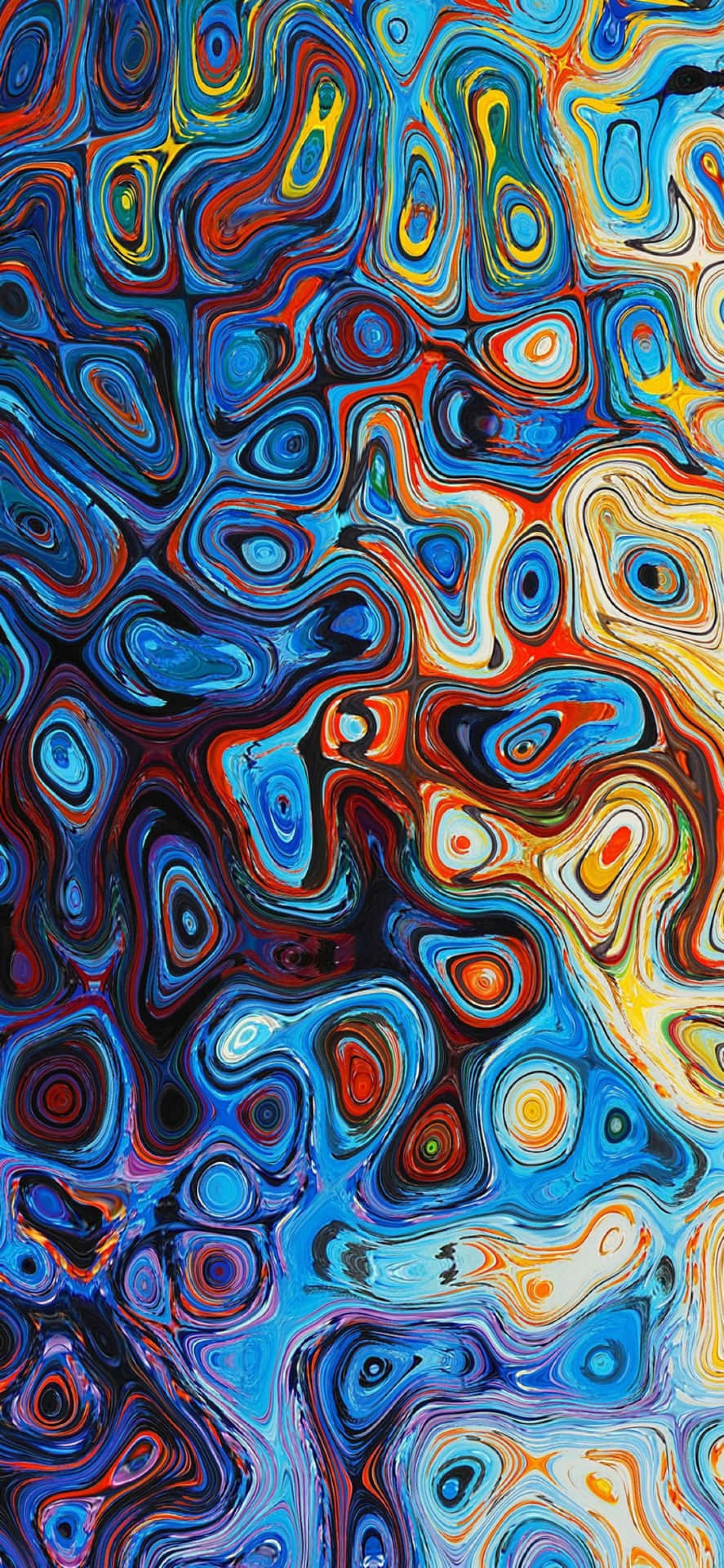 1800x3896 Swirly Abstract Artwork Blue And Yellow