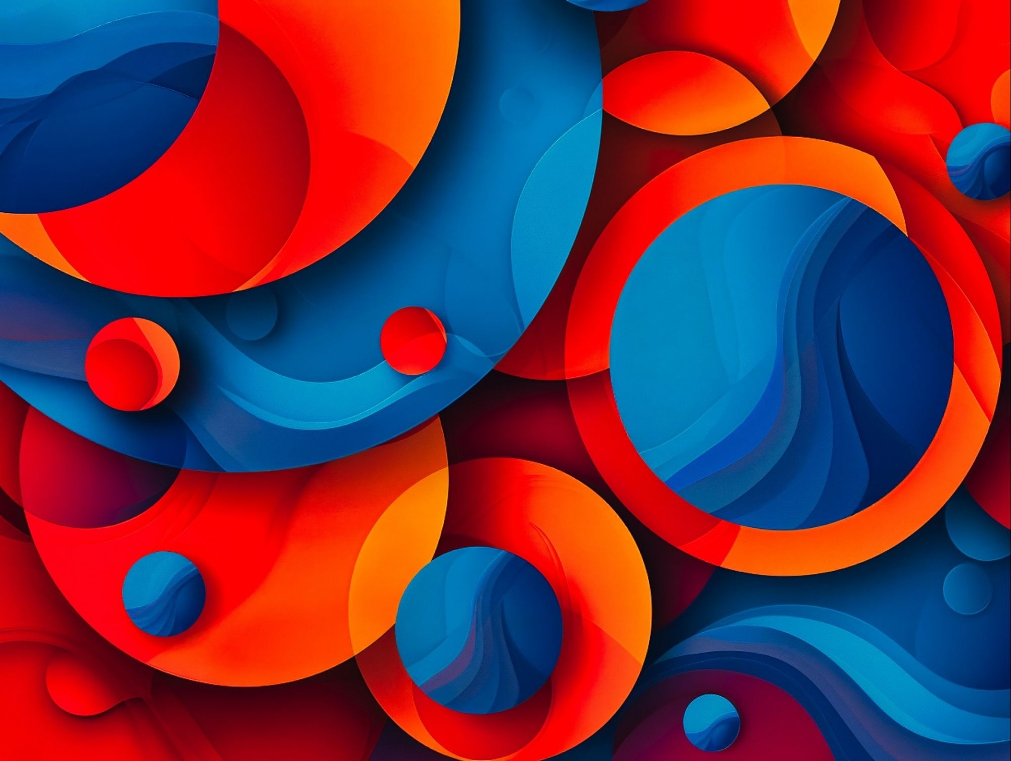 2000x1505 Red Orange And Blue Circles Abstract