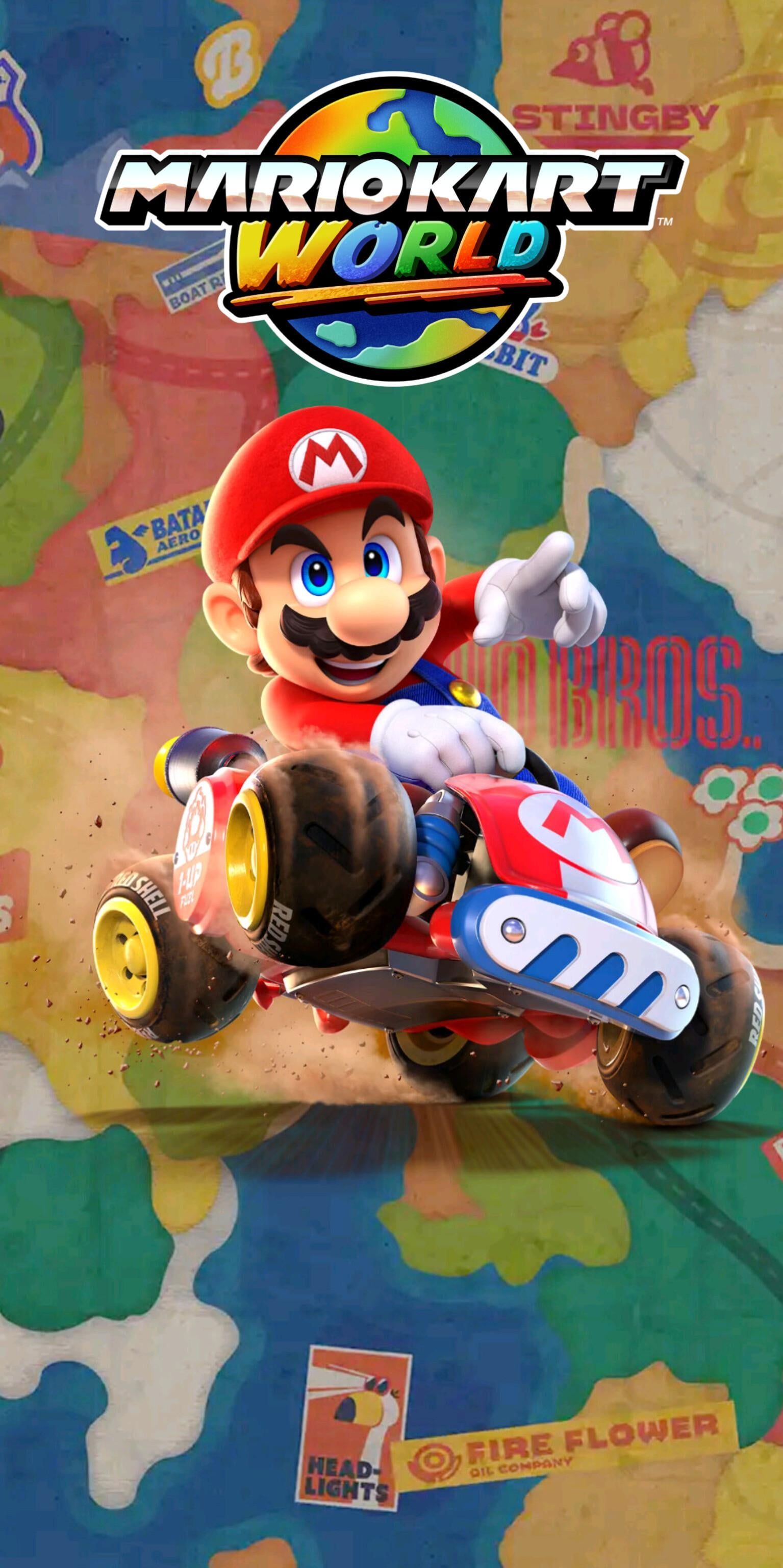 1535x3072 Made a phone wallpaper for Mario Mart World!