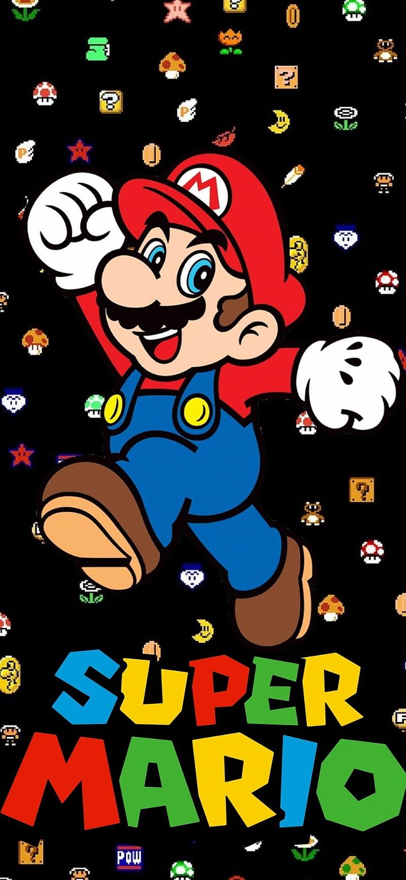 800x1733 Super mario, cartoon, logo, mario, mario bros, mario world, nintendo, super mario bros, HD phone wallpaper
