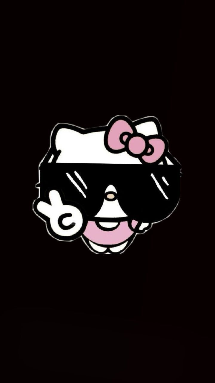 720x1280 Hello kitty. Hello kitty dark aesthetic, Black hello kitty with glasses, Dark hello kitty wallpaper