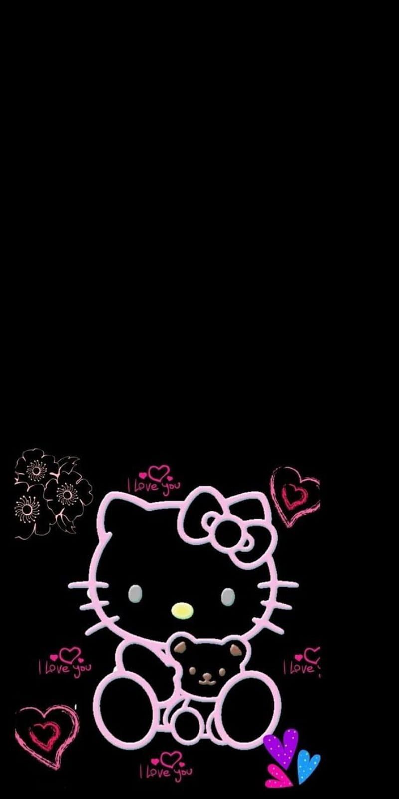 800x1600 Hello kitty, black, HD phone wallpaper