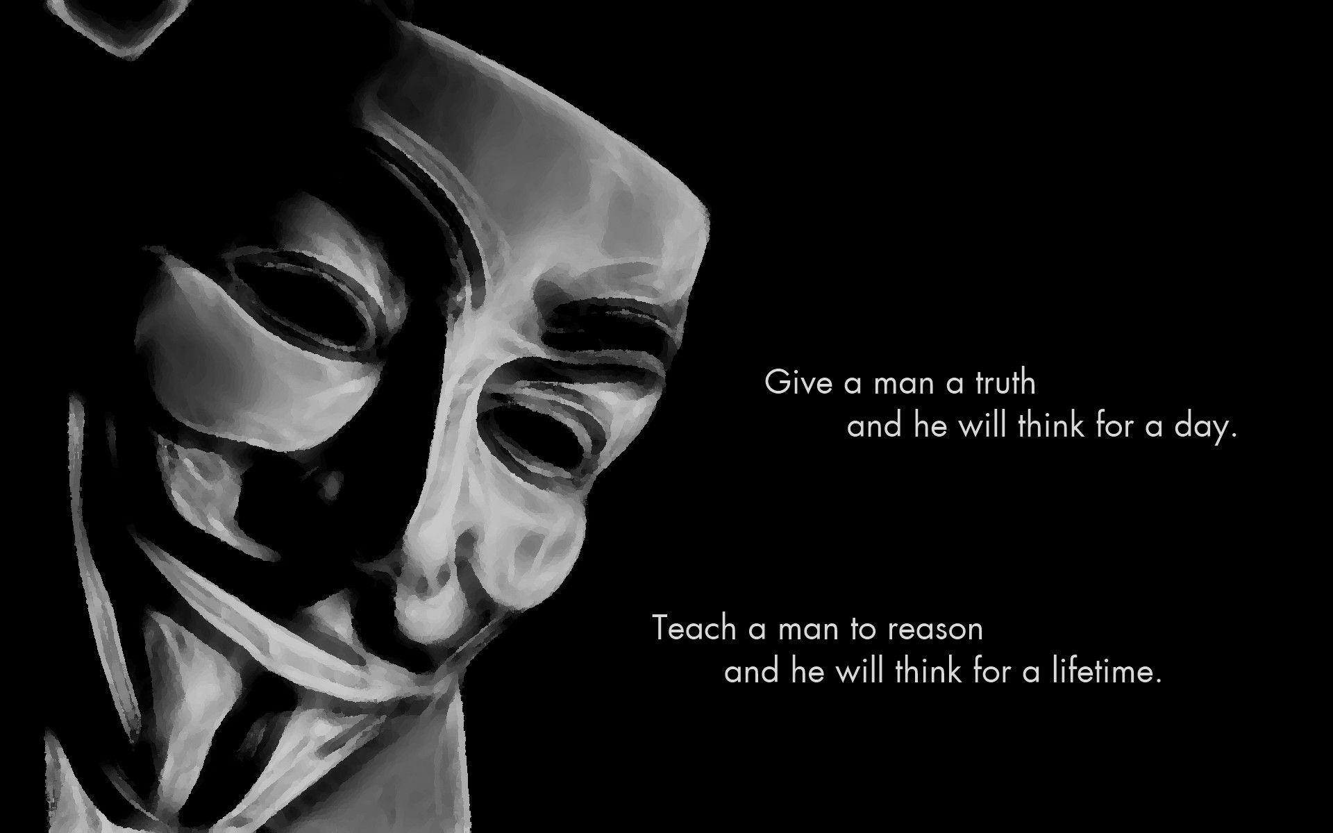 1920x1200 #mask, #quote, #monochrome, #Anonymous, #V for Vendetta, #minimalism, #typography, #movies, #artwork, wallpaper. Mocah HD Wallpaper