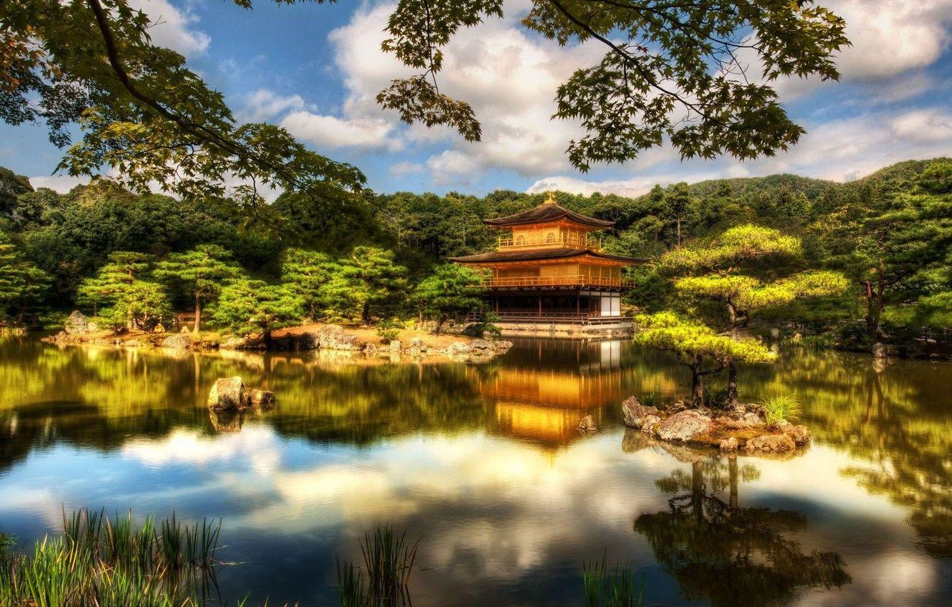 1332x850 Wallpaper Japan, temple, Japan, Kyoto, Temple, Pavilion, Golden image for desktop, section город