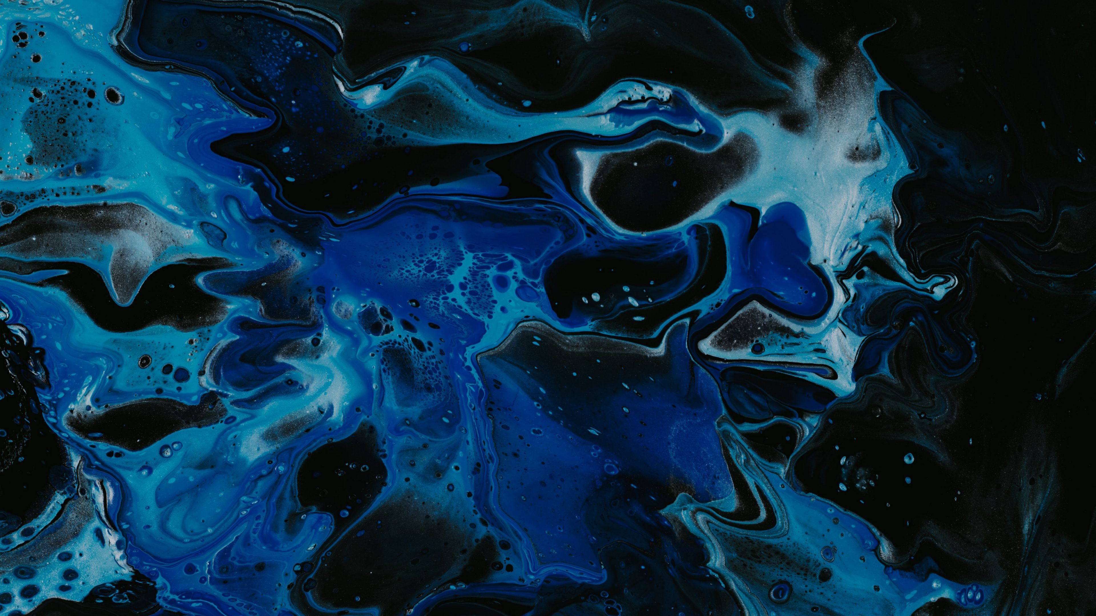 3840x2160 Download wallpaper 3840x2160 paint, liquid, fluid art, stains, blue, abstraction, art 4k uhd 16:9 HD background