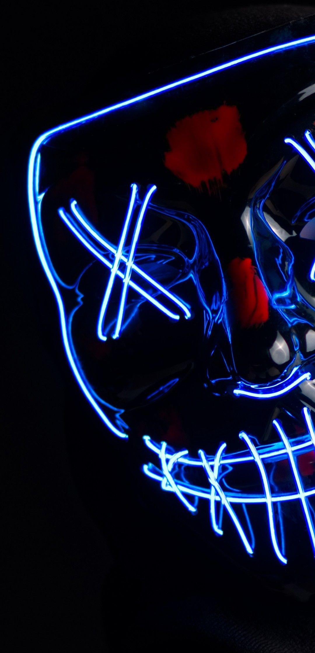 1080x2240 Download 1080x2240 Creepy Mask, Xx, Neon Light Wallpaper